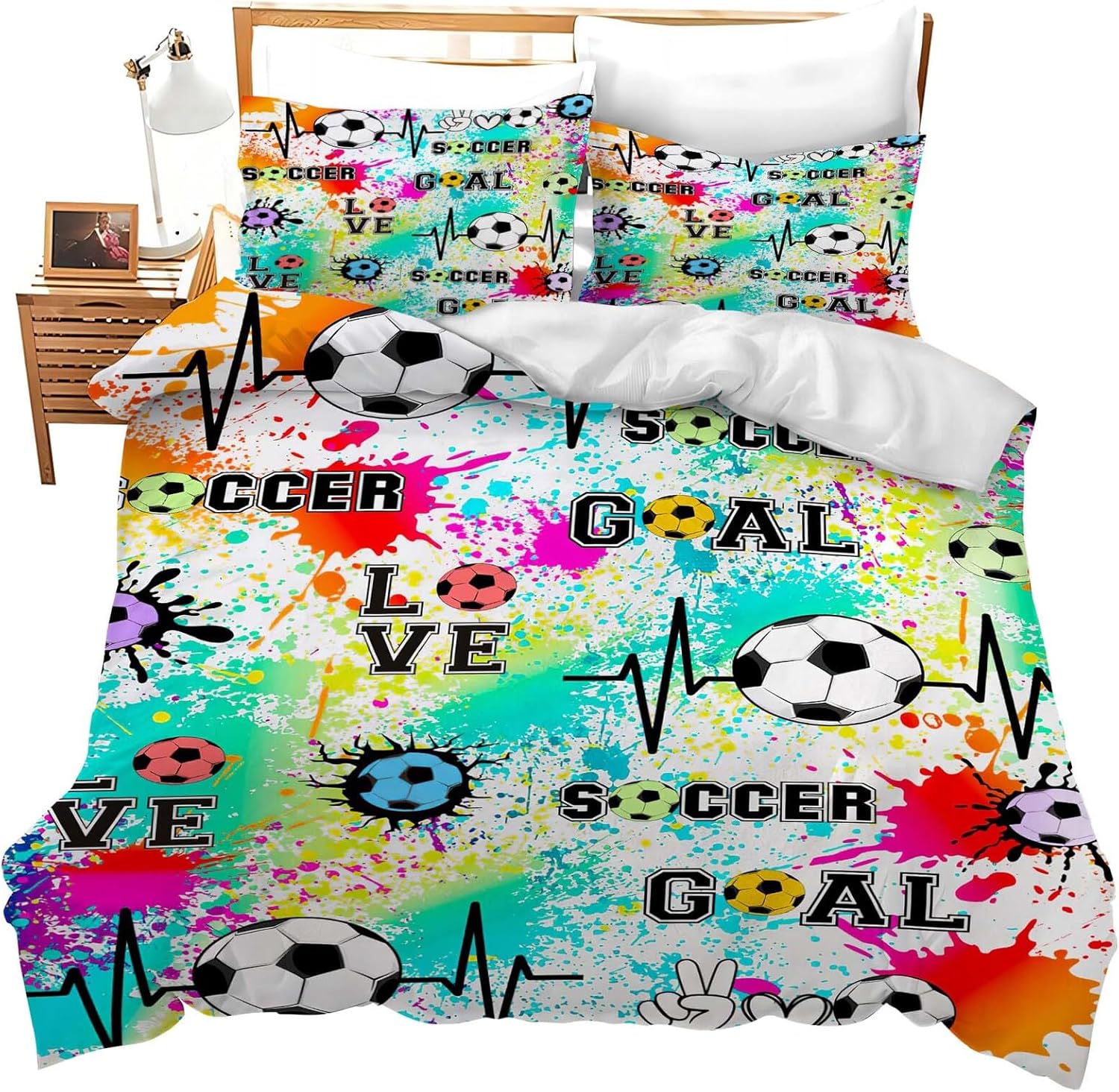 Fuzawet Soccer Comforter Set 3 Pieces Twin Bedding for All Ages