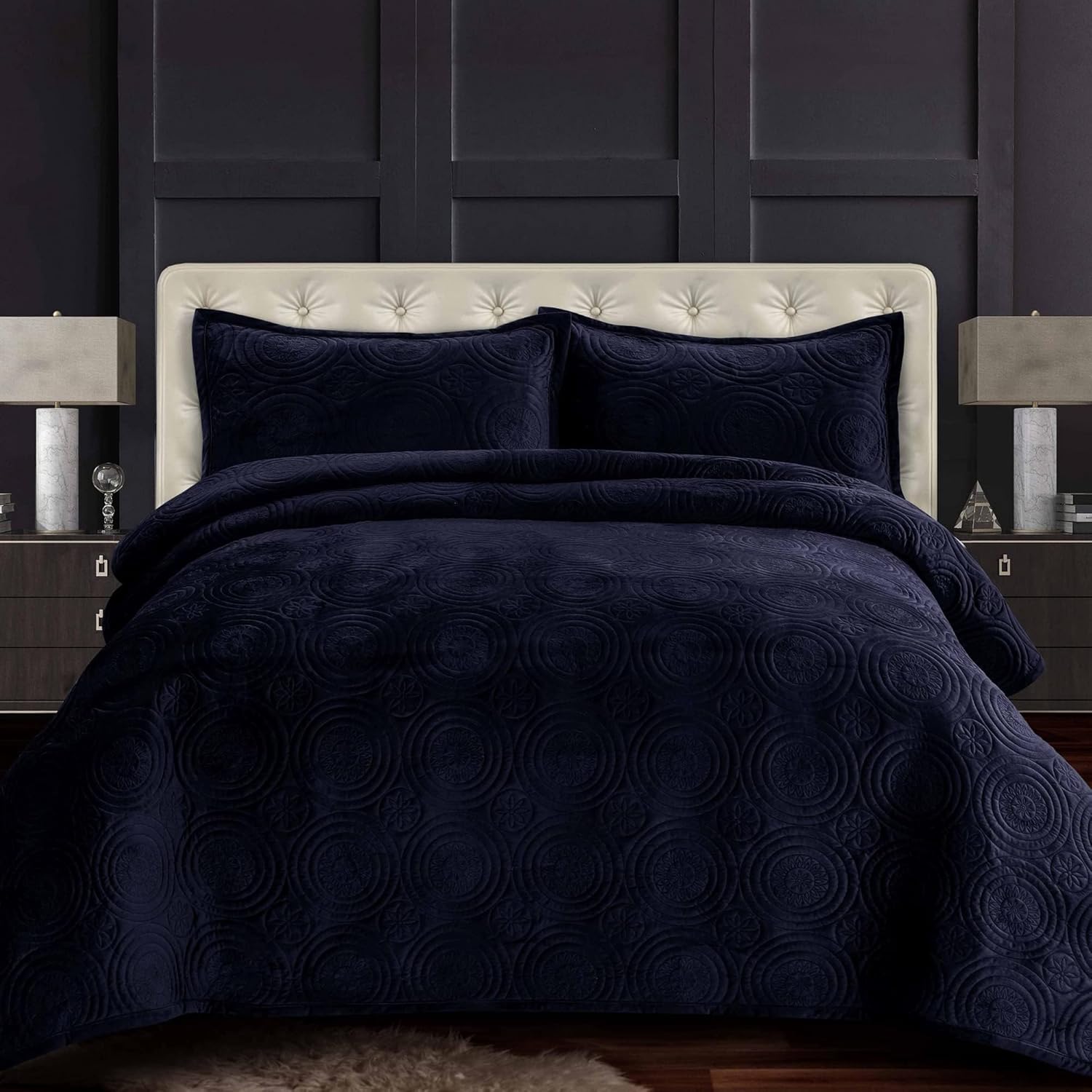 Tribeca Living Oversized Velvet Quilt Set