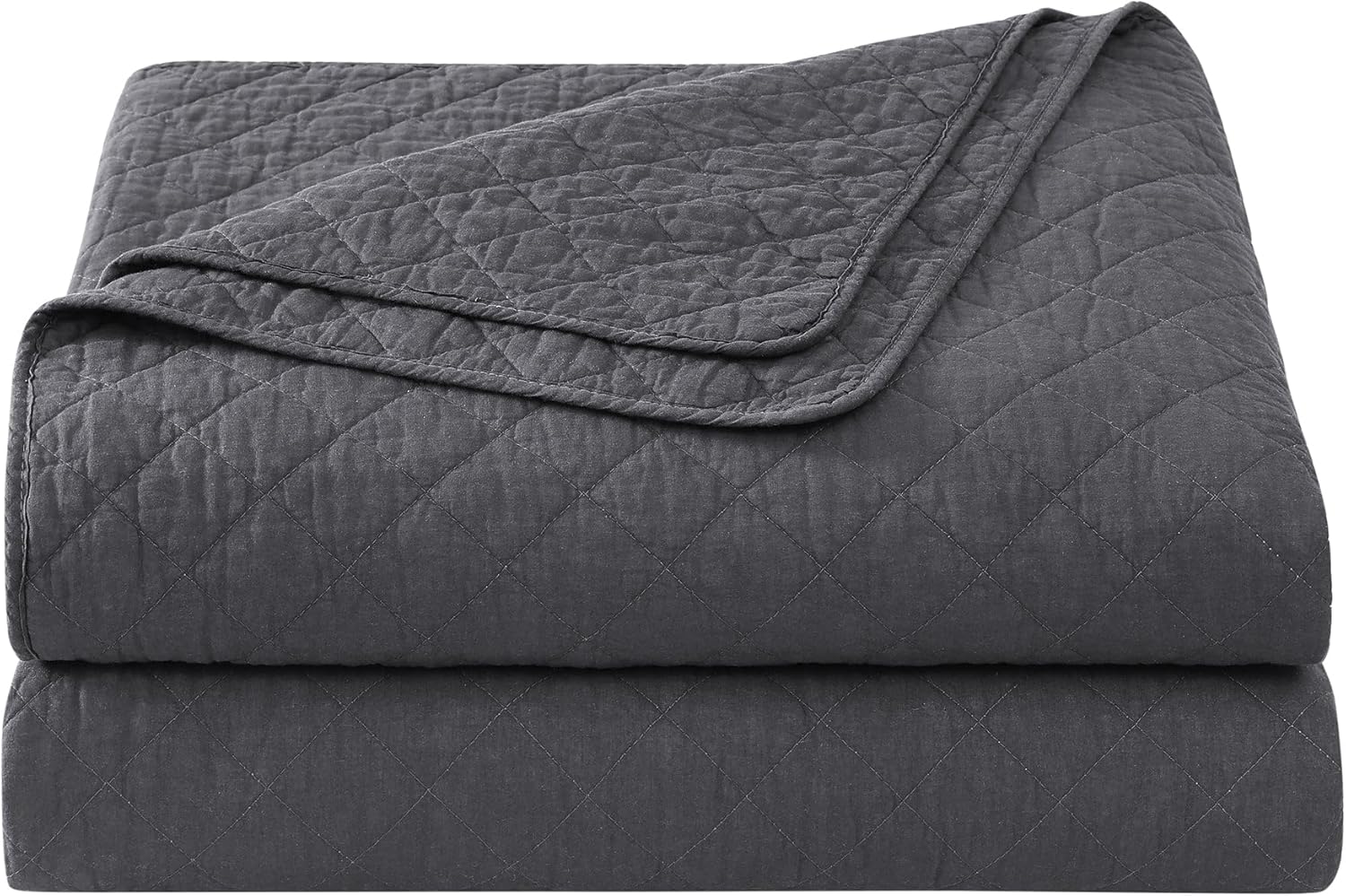 Indigo Hill 3-Piece King Quilt Set - Charcoal Cotton Shabby Chic