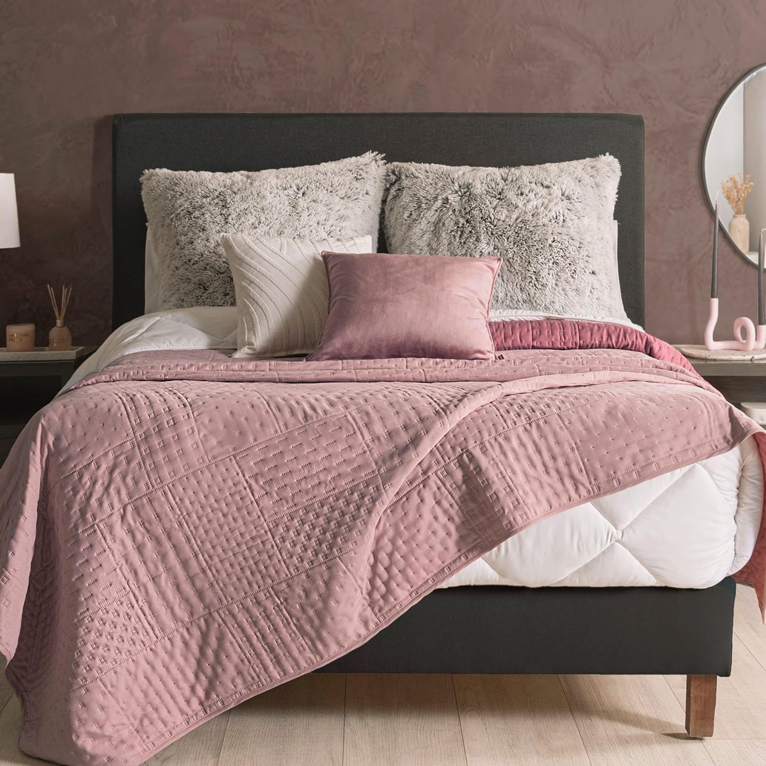 Queen Comforter Novo Blush Bedding Reversible Lightweight Quilt