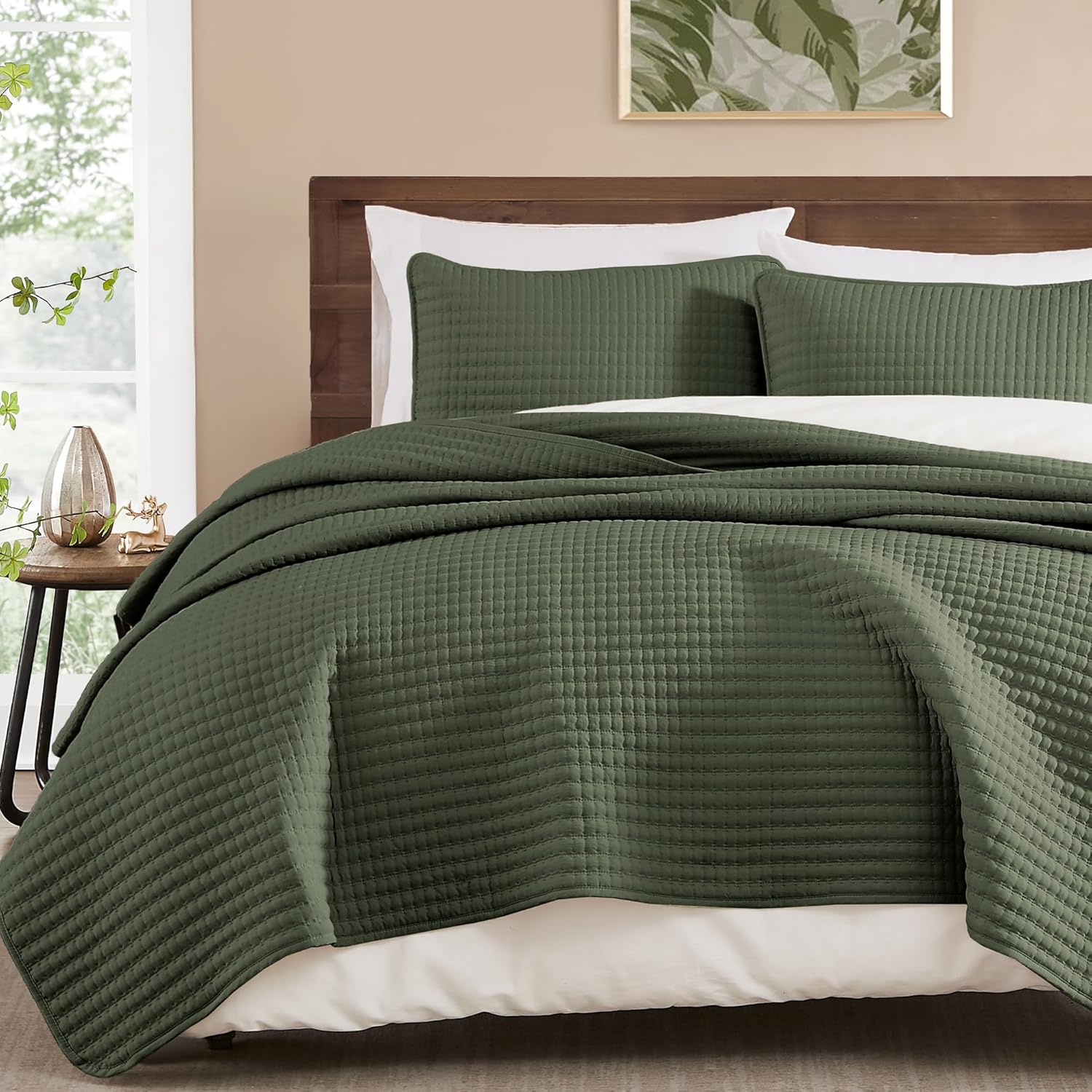 WRENSONGE King Quilt Set - 3 Piece Olive Green Bedding