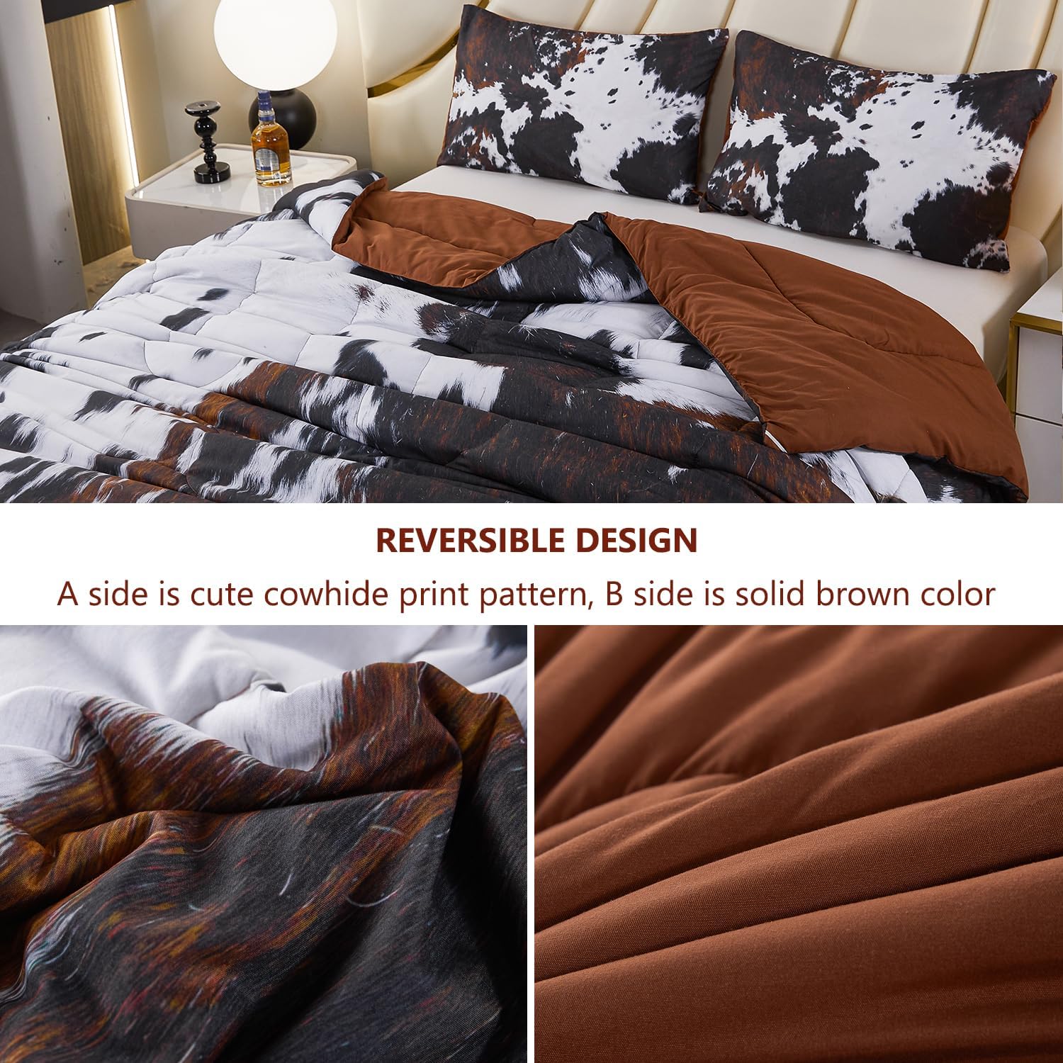 PERFEMET Cow Print King Comforter Set 3 Pieces