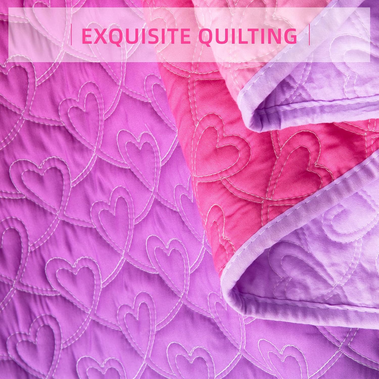 Suchbed Pink Heart-Shaped Quilt Set Twin Size