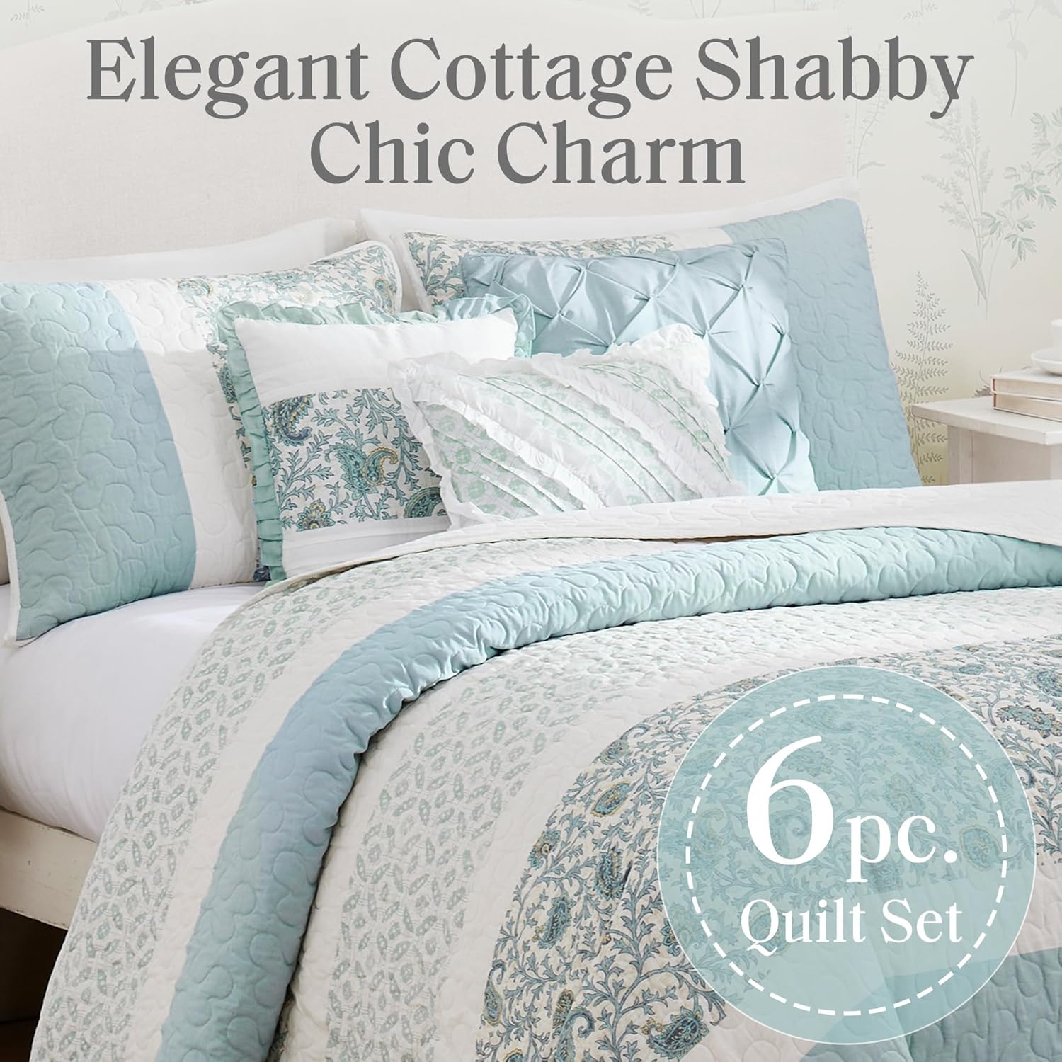 Madison Park Cotton Quilt Set Shabby Chic Floral Print