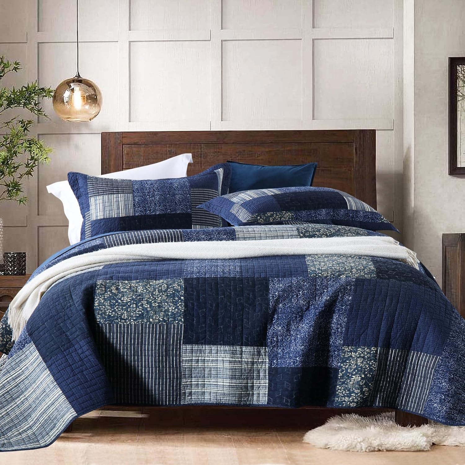 Yvooxny King Size Reversible Quilt Set 3-Piece