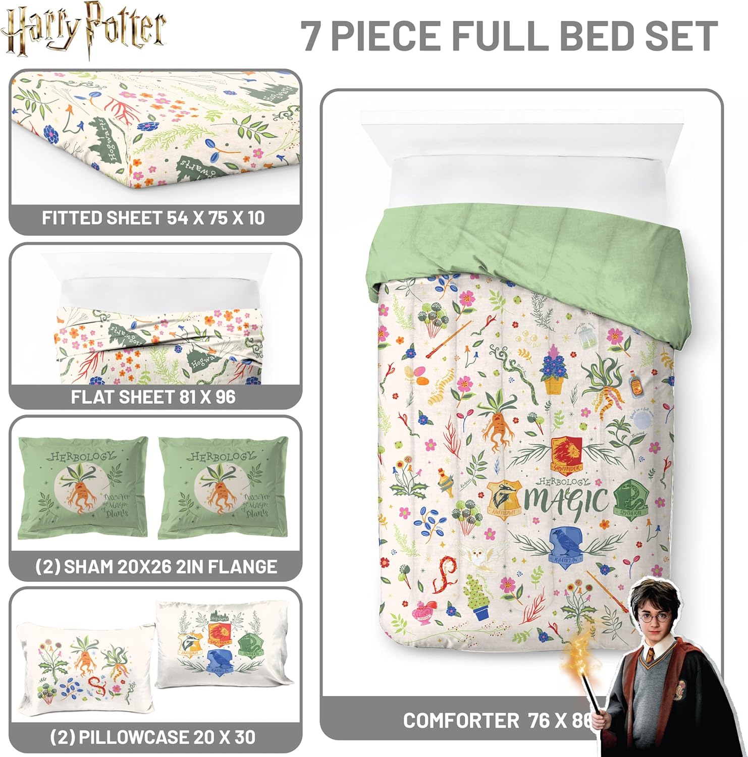 Jay Franco Harry Potter Comforter Set - 7 Piece Kids Bedding
