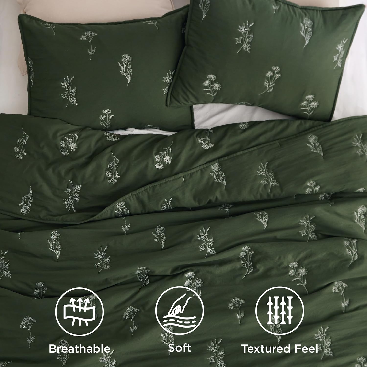 Bedsure Queen Quilt Set - Botanical Floral Super Soft 90x96 Inch
