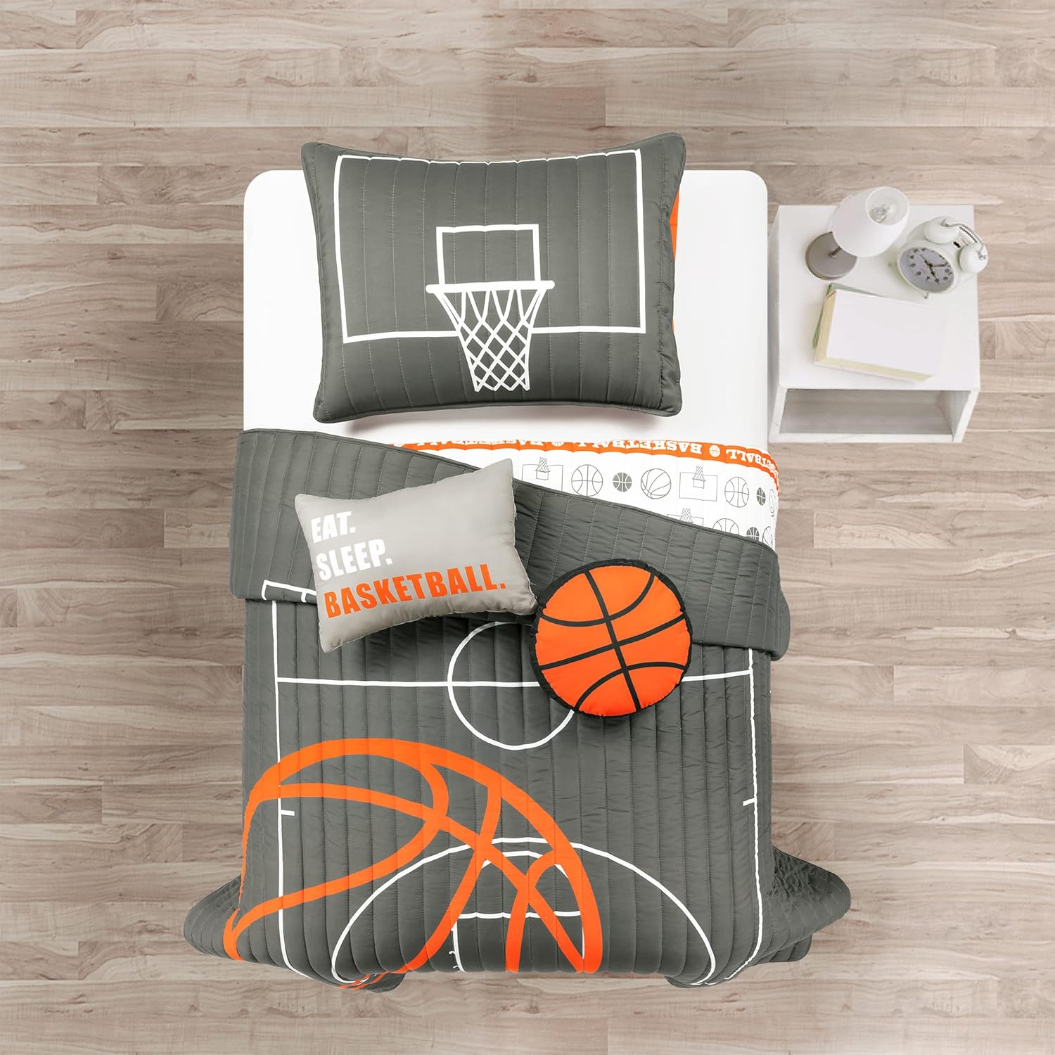 Lush Decor Basketball Quilt Set 4 Piece Twin Charcoal