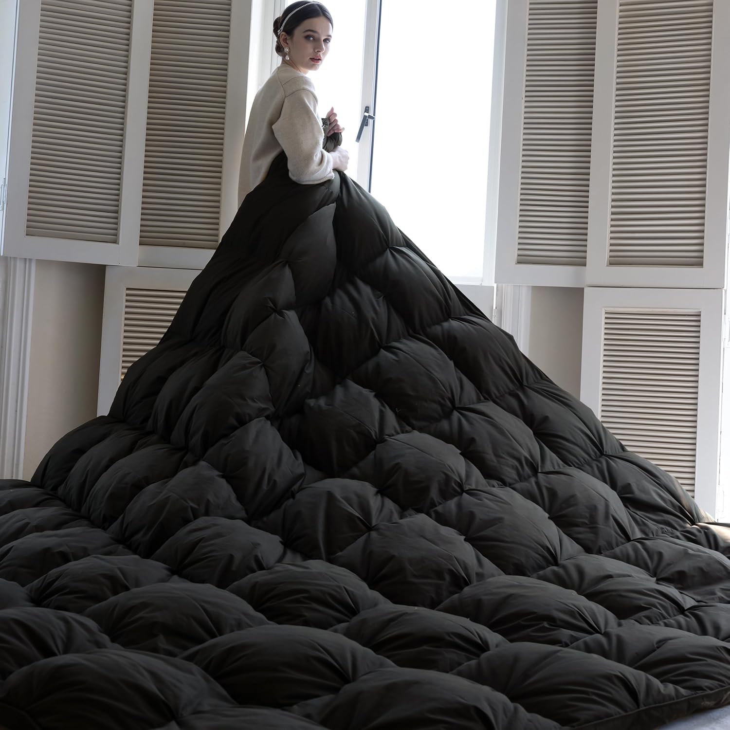 KAKABELL Goose Down Comforter 90x90 Black FullQueen