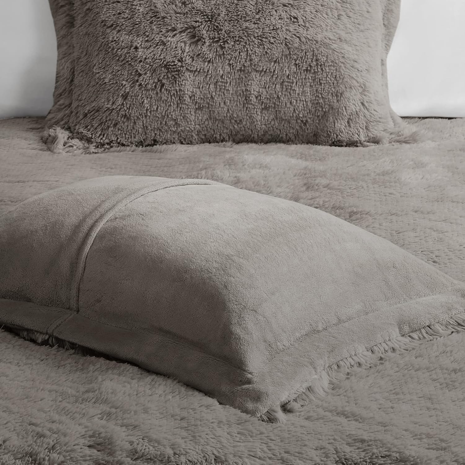 Intelligent Design Shaggy Duvet Cover Set Grey 3 Piece