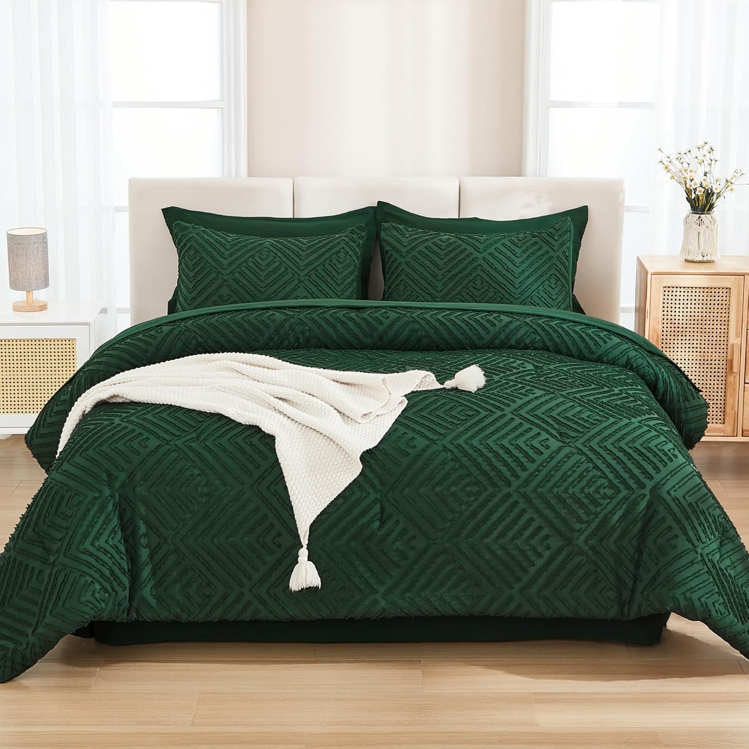 Andency King Size 7-Piece Comforter Set Dark Emerald Green