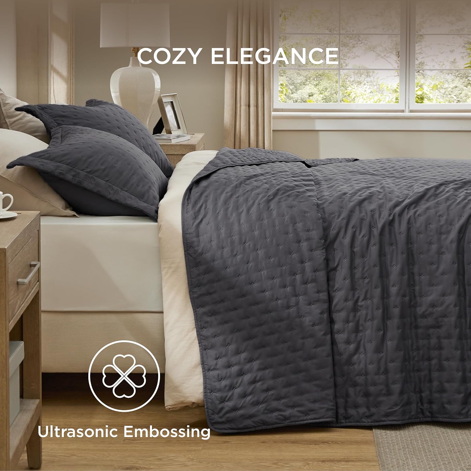 Bedsure King Quilt Set - Ultra Soft All-Season 106x96 Inch