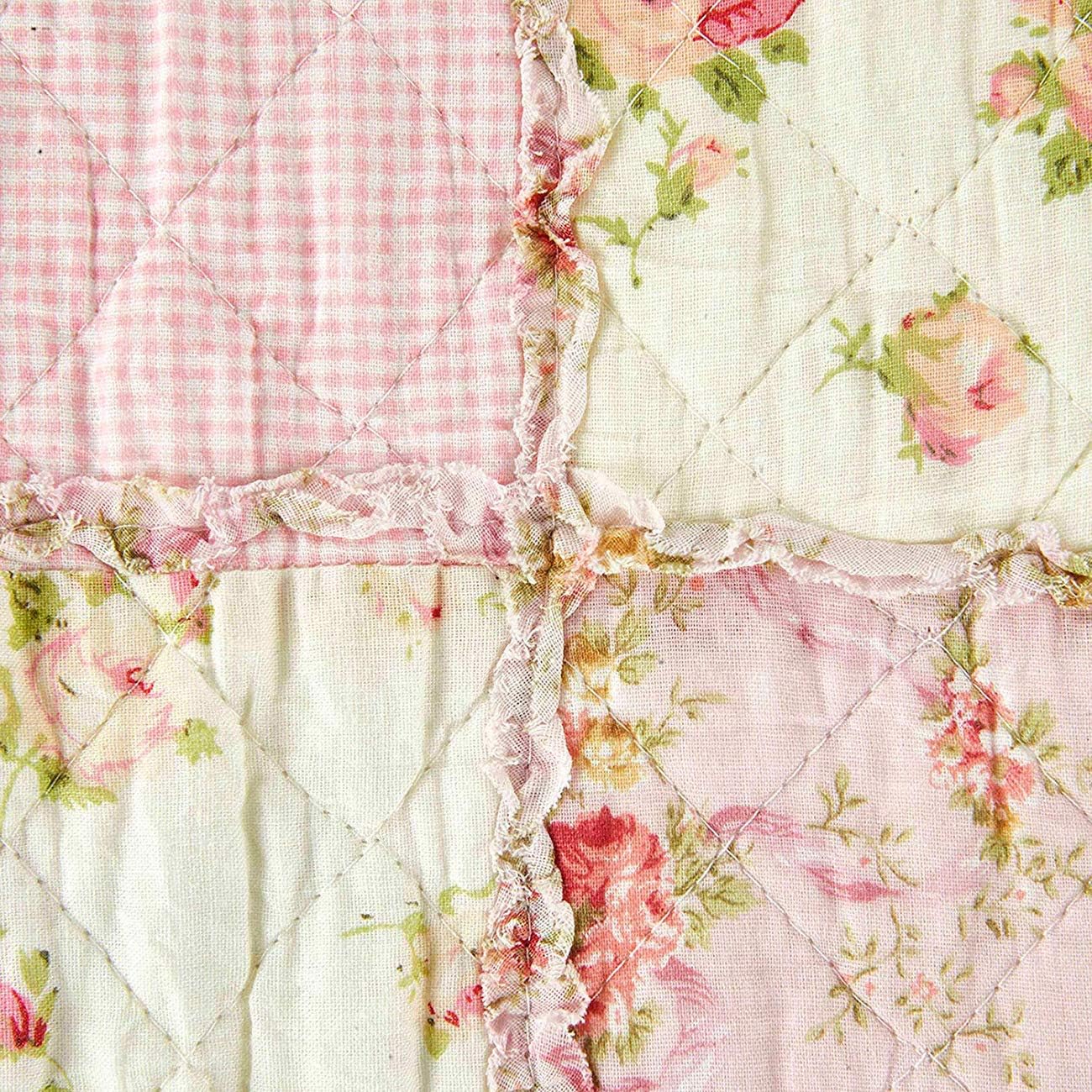Cozyholy Pink Floral Patchwork Quilt Full Queen