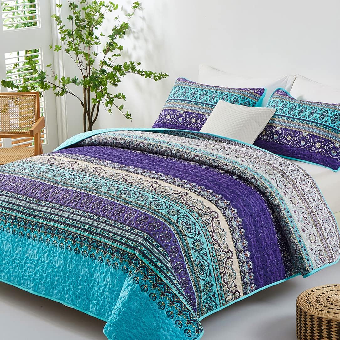 WONGS BEDDING Boho Queen Quilt Set 96x90