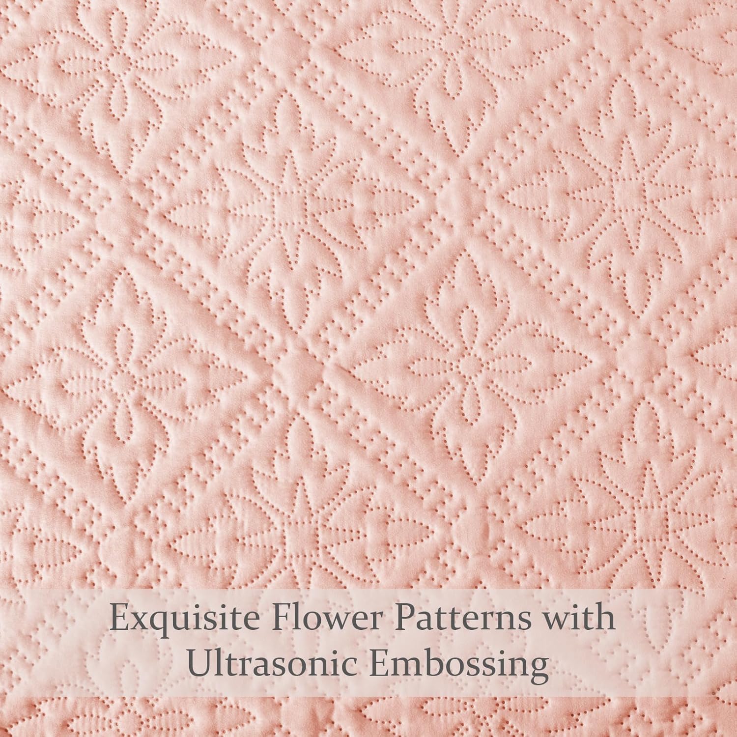 Exclusivo Mezcla Queen Quilt Set Soft Blush Pink Bedspreads with 2 Pillow Shams