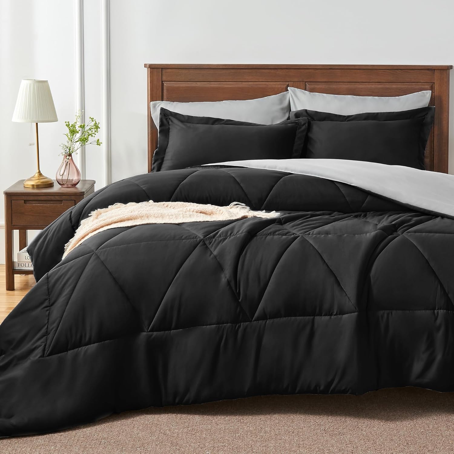 BEDELITE Queen Comforter Set 7 Piece Bed In A Bag