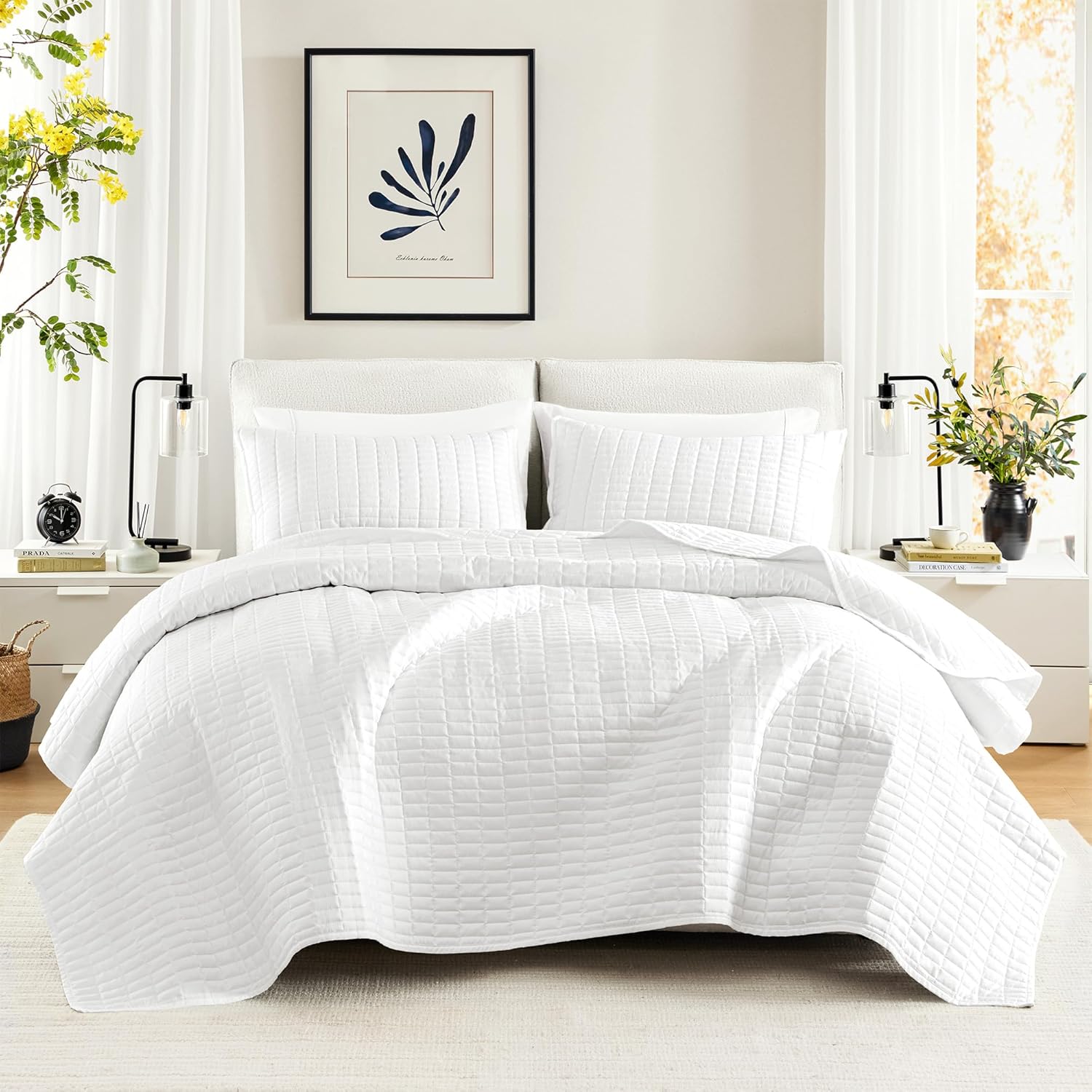 Comfort Spaces Kienna Quilt Set - Lightweight Soft Double Sided Summer Blanket