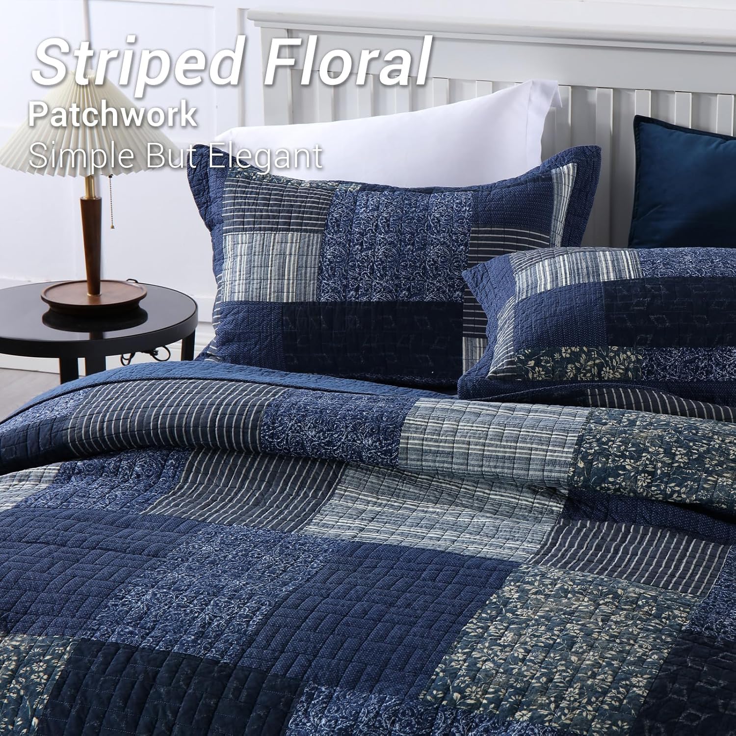 Yvooxny King Size Reversible Quilt Set 3-Piece