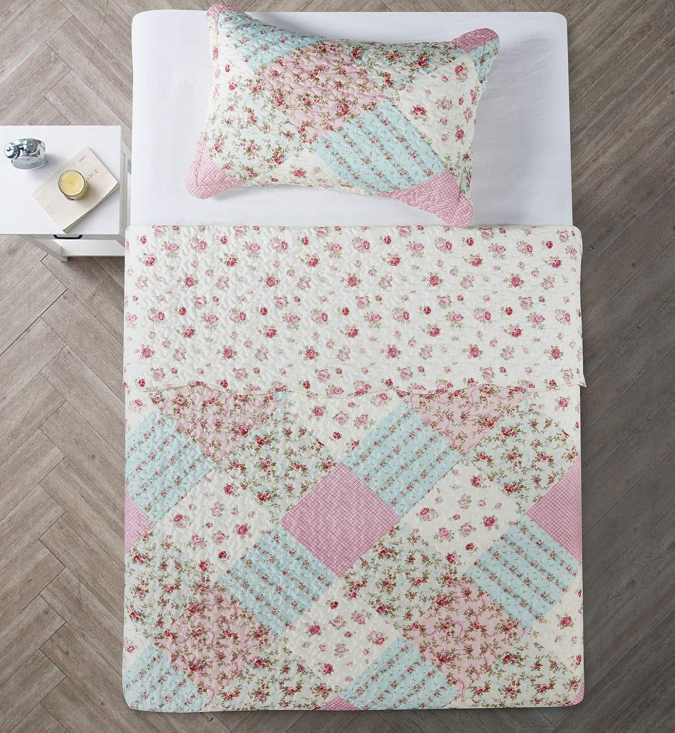 Brilliant Sunshine Roses Quilt Set Twin XL