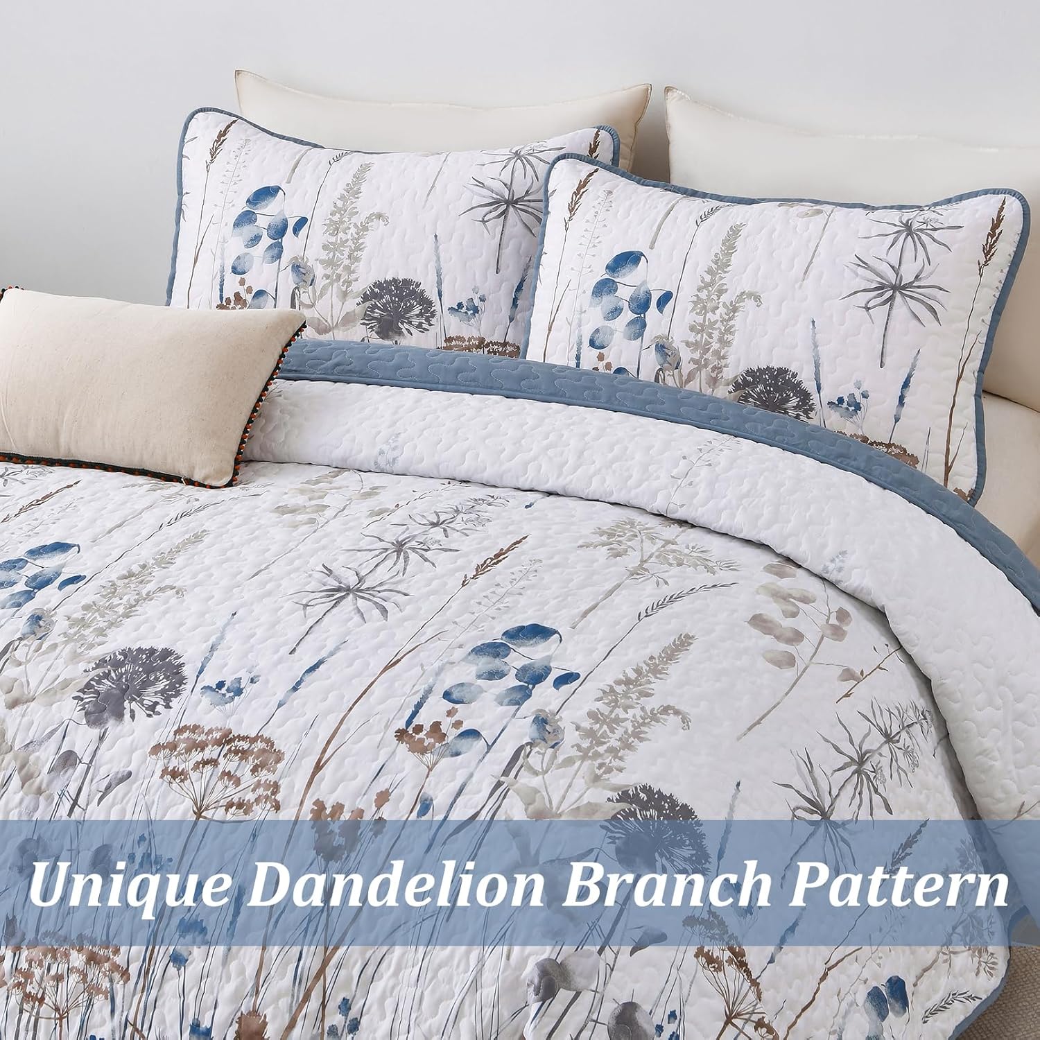 Dobuyly Floral Botanical Quilt Bedding Set 3 Pieces