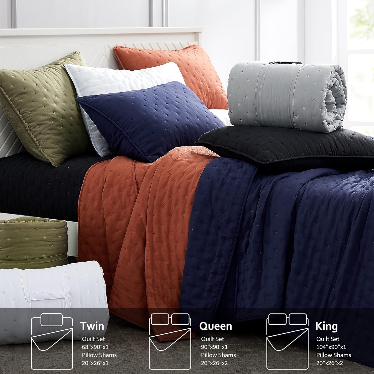 ROARINGWILD Light Grey Twin Quilt Set with Pillow Sham