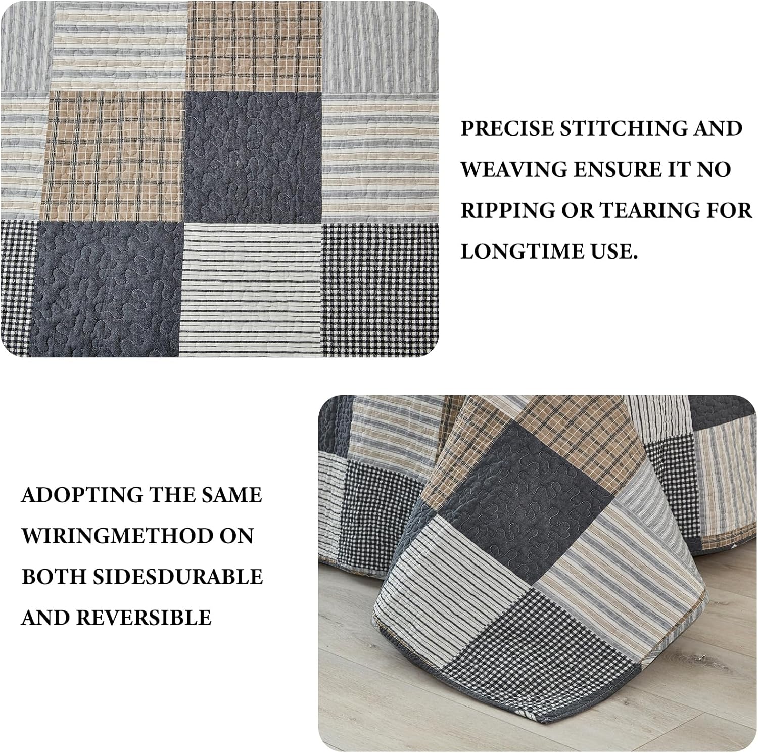 Y-PLWOMEN Plaid Twin Quilt Set 2-Pieces