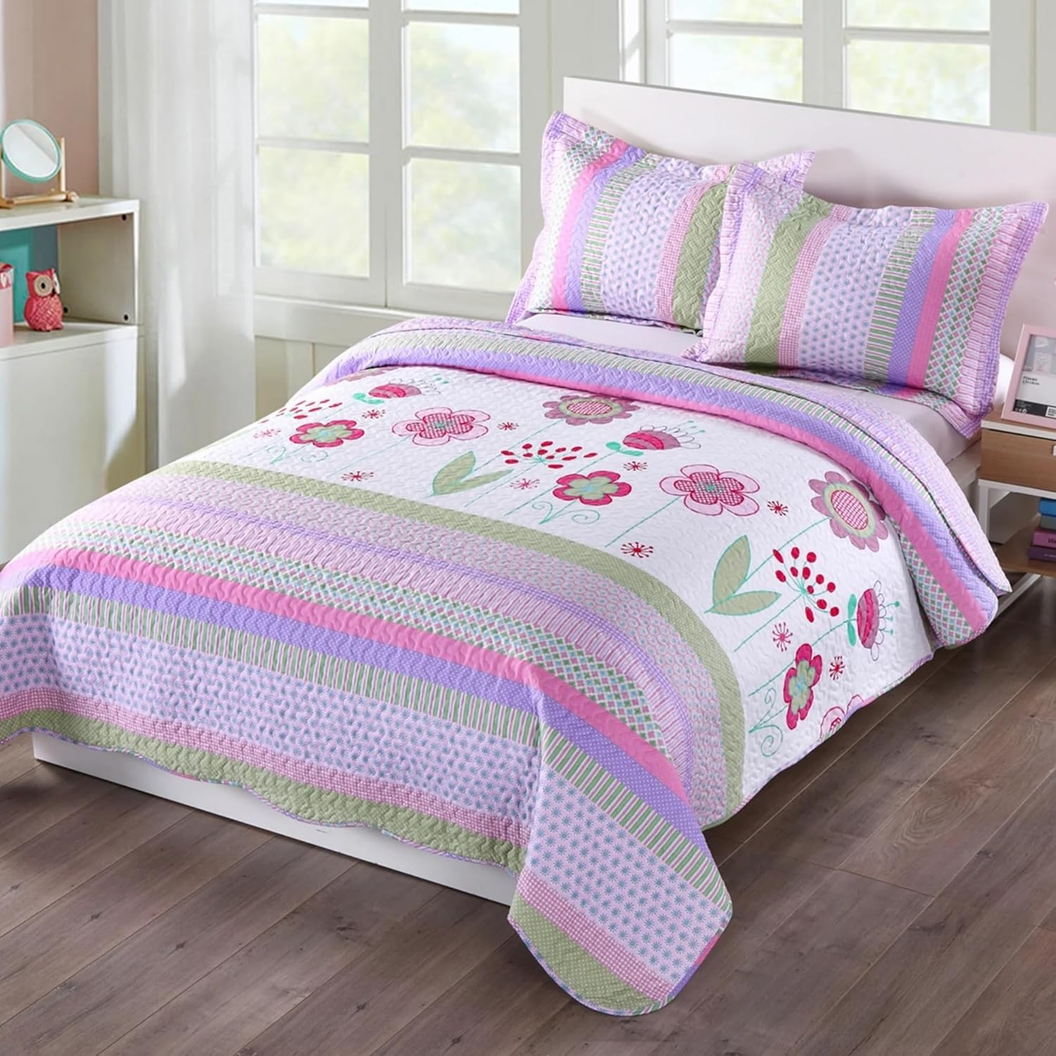 MarCielo 3 Piece Kids Bedspread Quilt Set