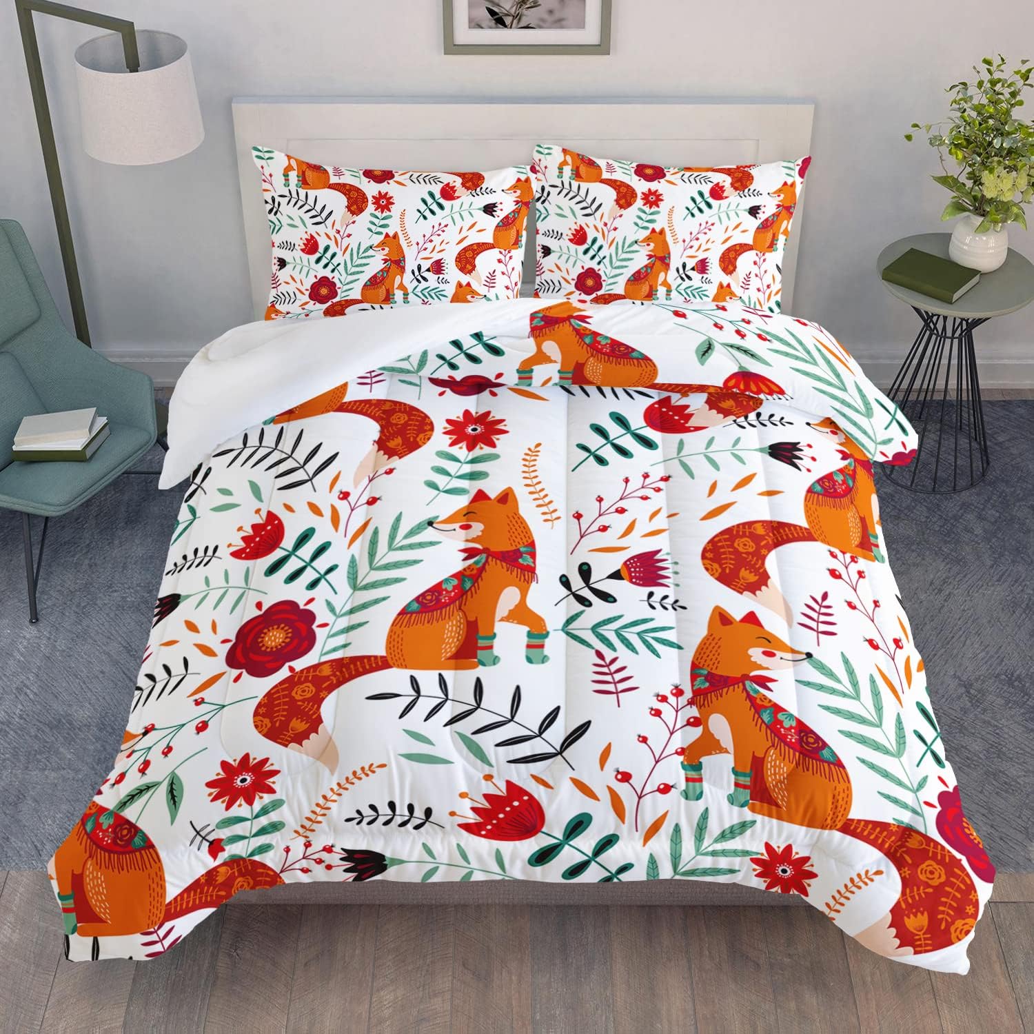 Cartoon Fox 3-Piece Comforter Set for Kids