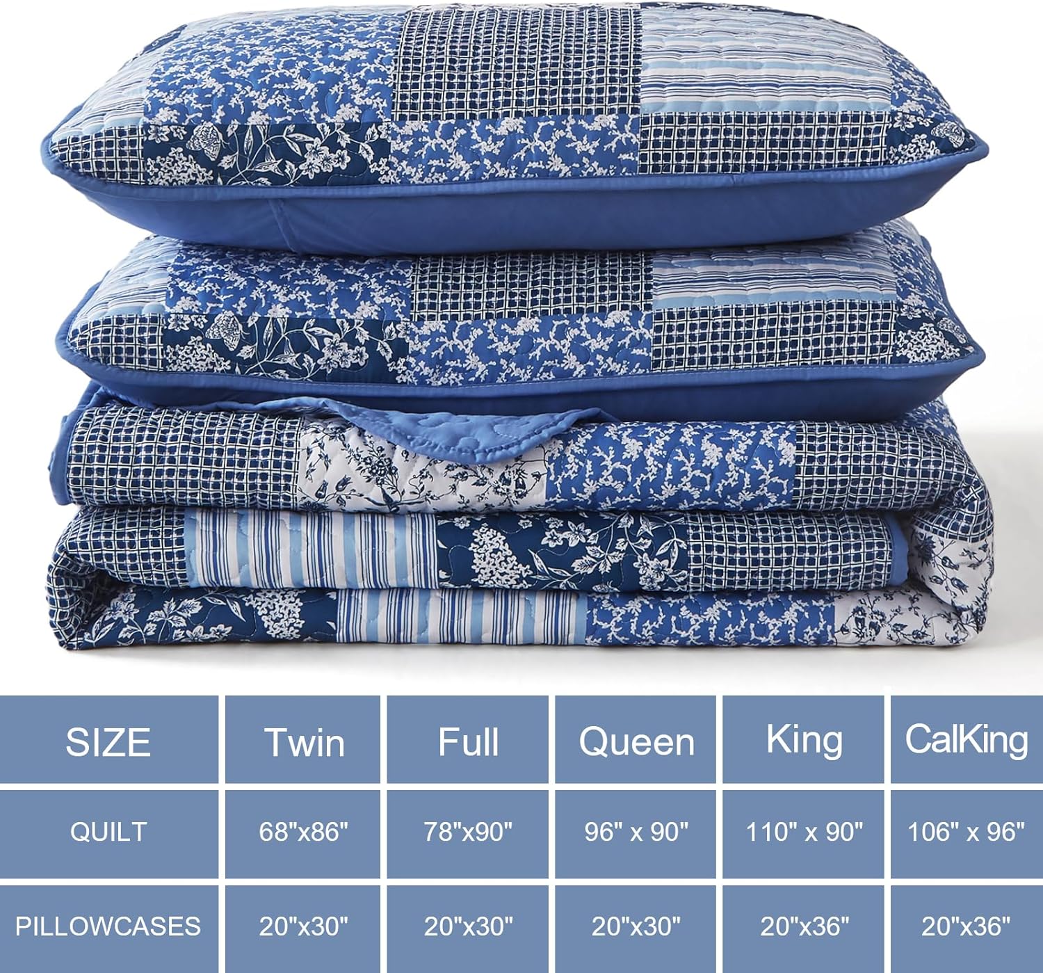 Mybedsoul Blue Boho Quilt Set King 3 Piece