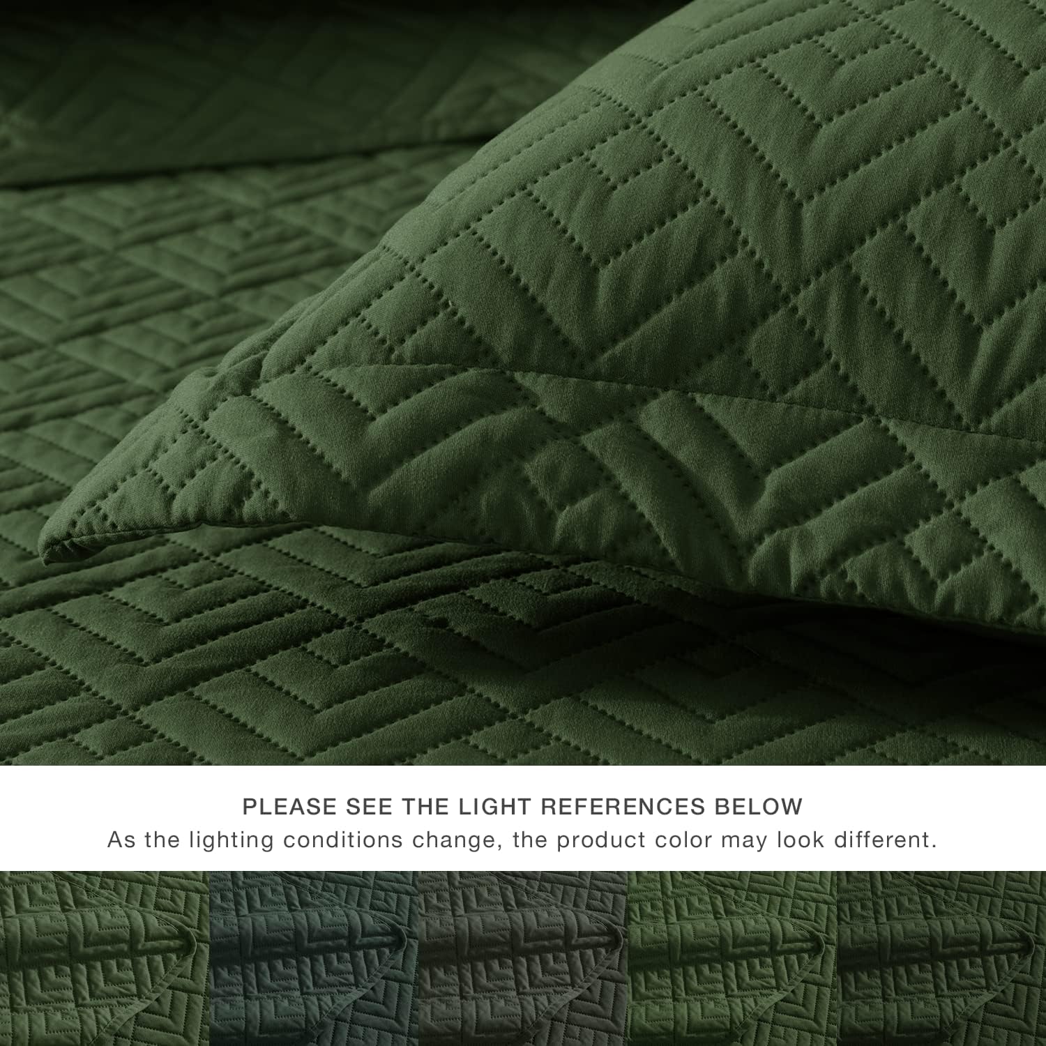 EXQ Home King Size Quilt Set Olive Green 3 Piece