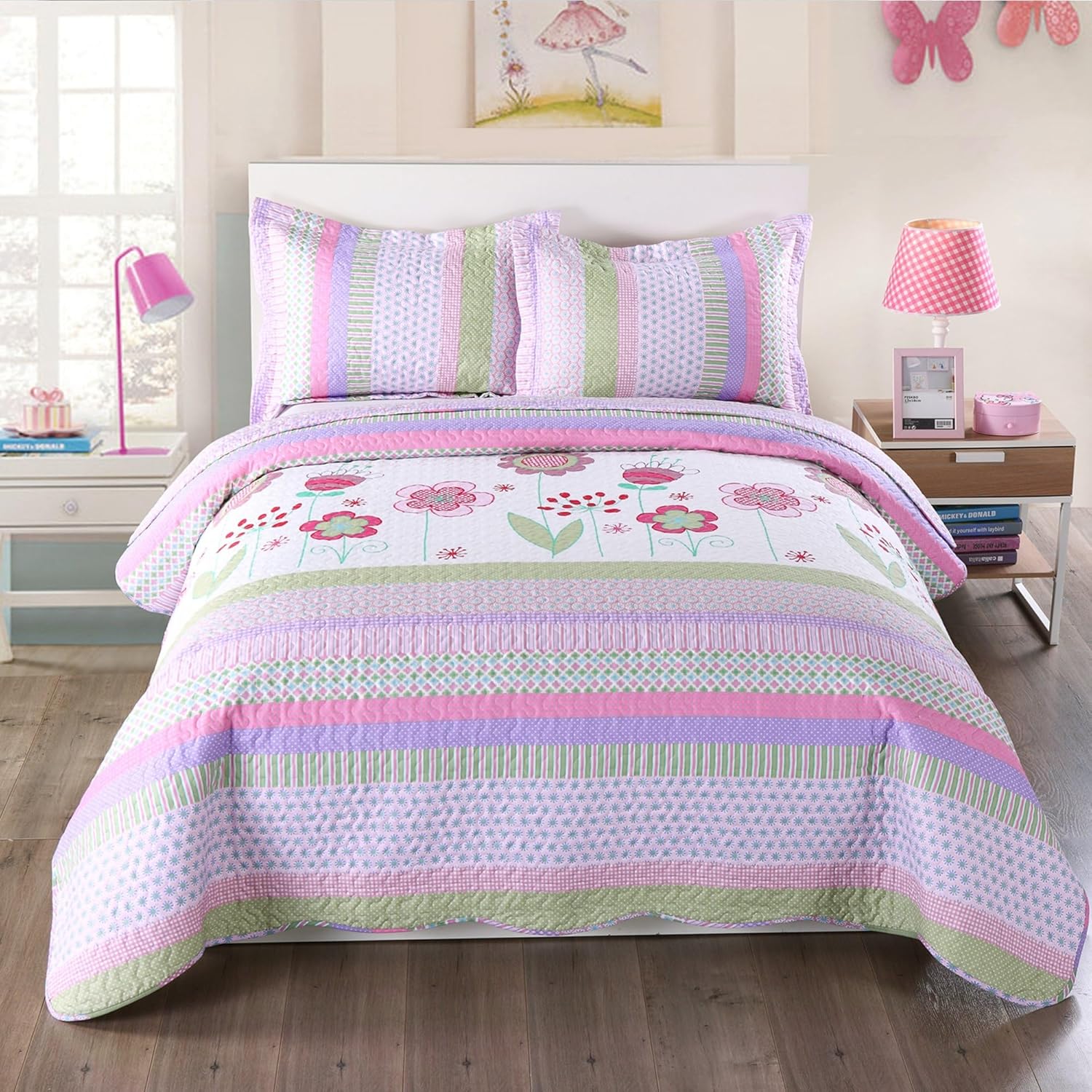 MarCielo 3 Piece Kids Bedspread Quilt Set