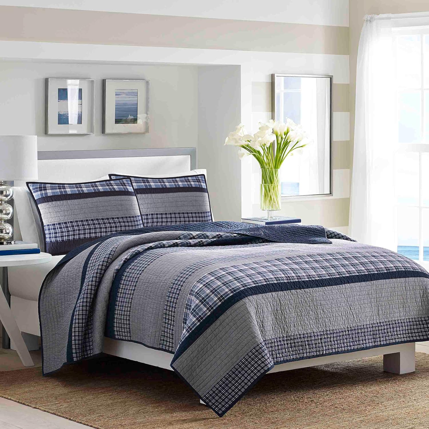 Nautica Twin Quilt - Reversible Cotton Bedding Set