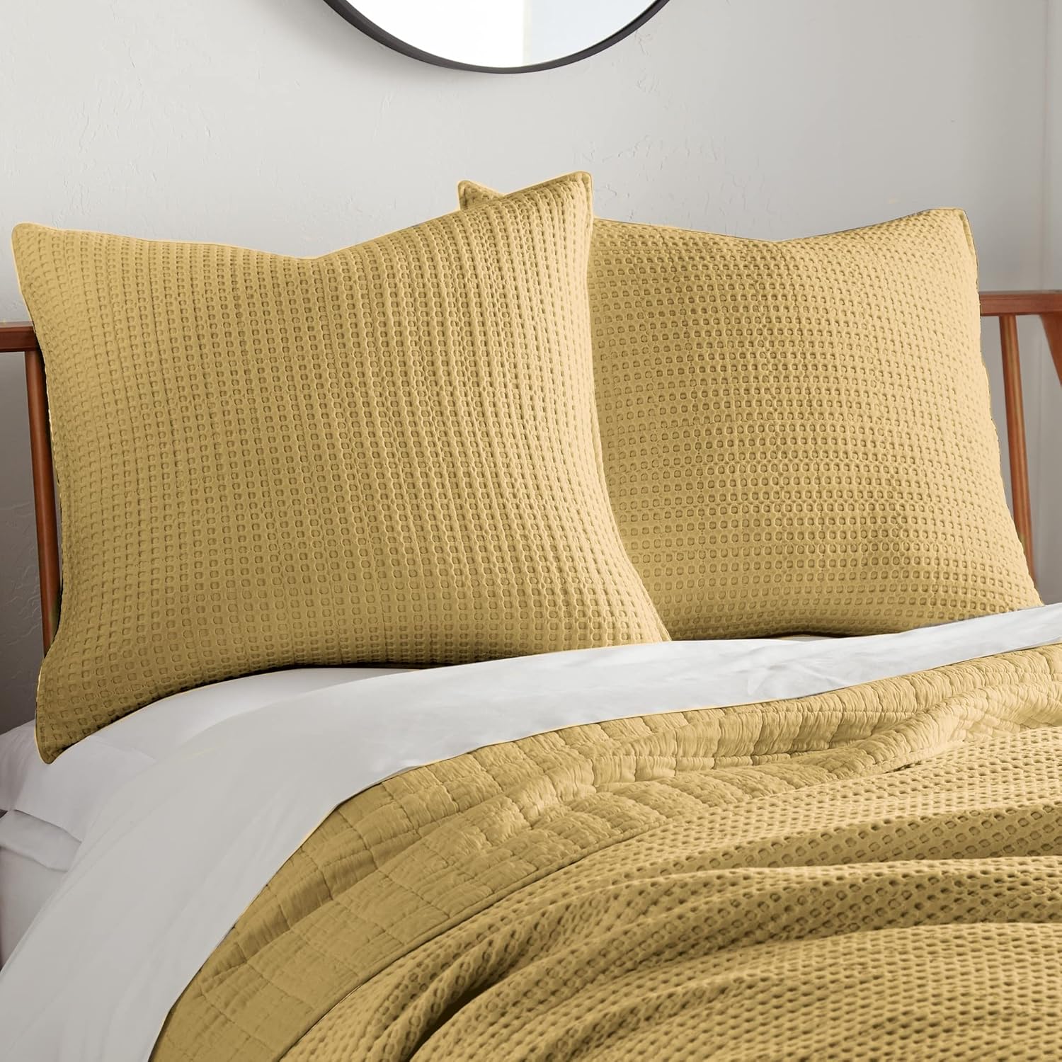 Levtex Home Mills Waffle Euro Sham Set of Two Ochre