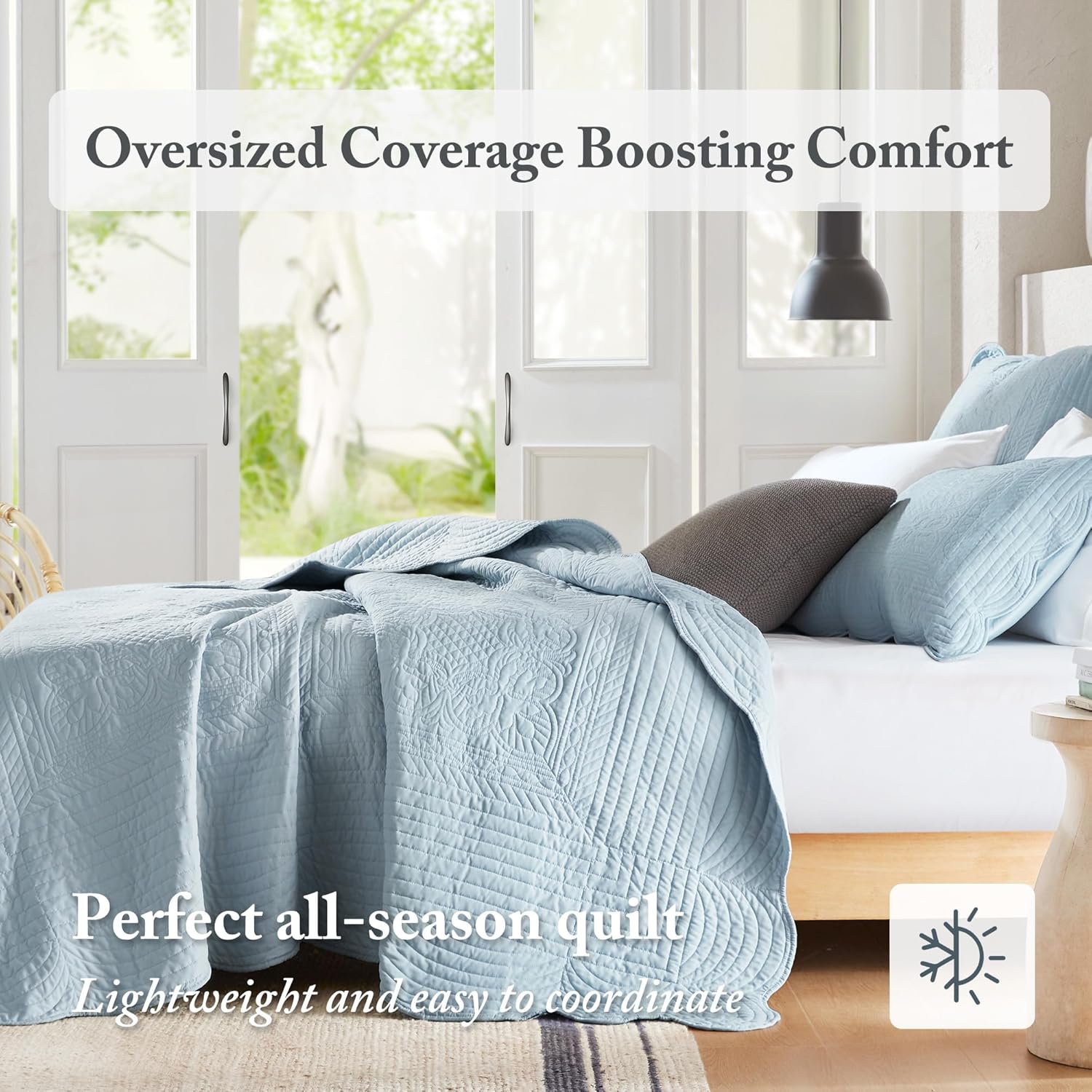 Madison Park King Quilt Set with Damask Coverlet Scallop Edge