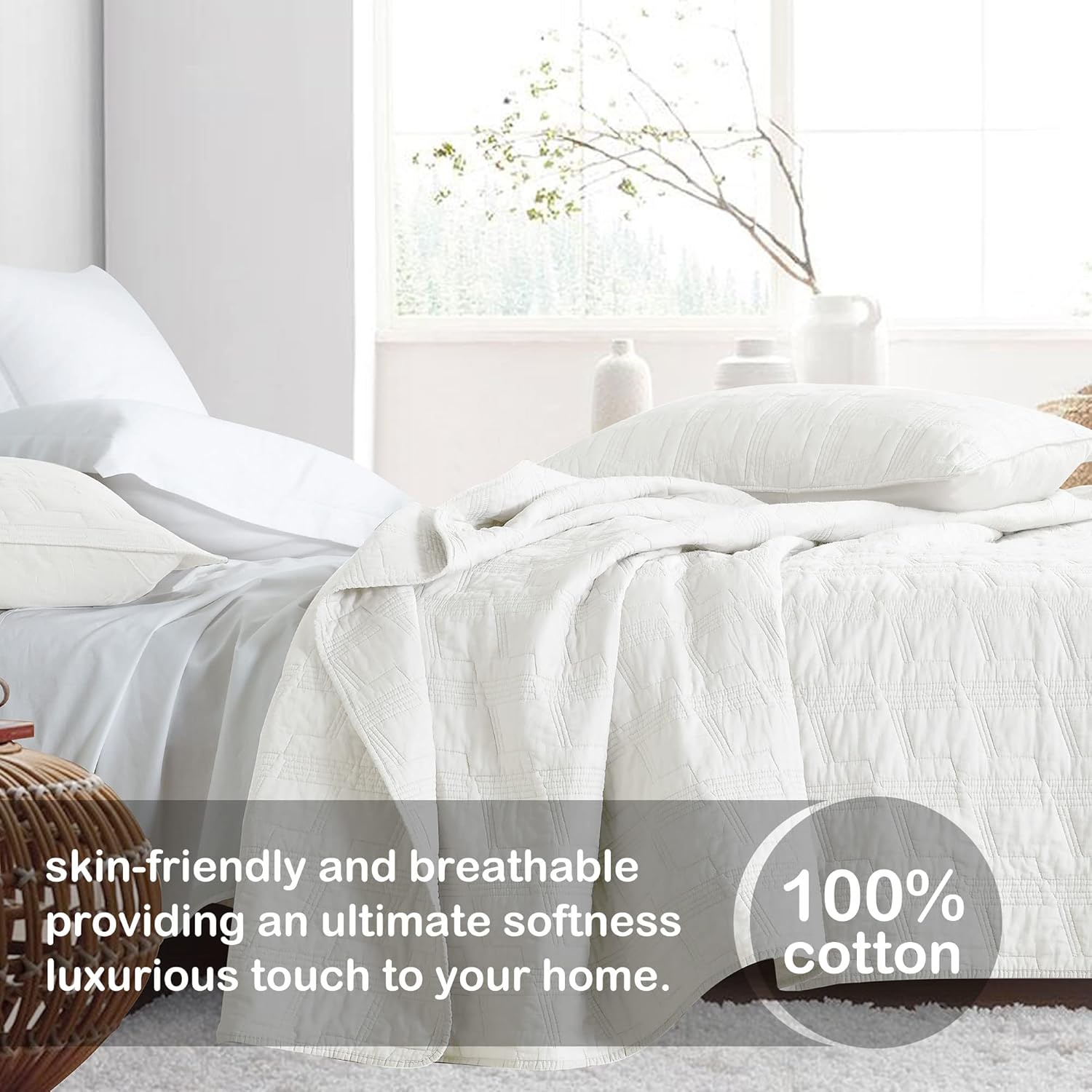 HORIMOTE HOME 100 Cotton King Size Quilt Set 3-Piece