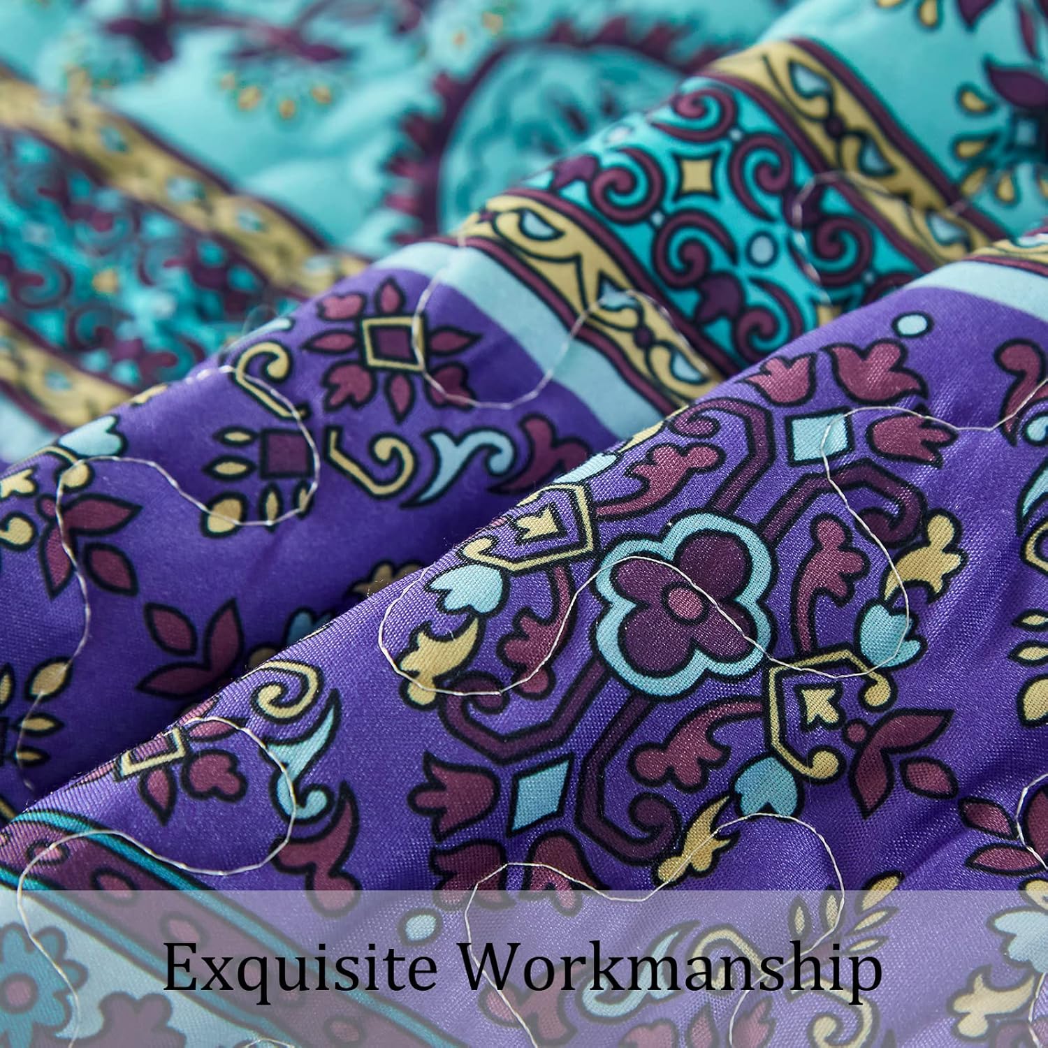 WONGS BEDDING Boho Queen Quilt Set 96x90