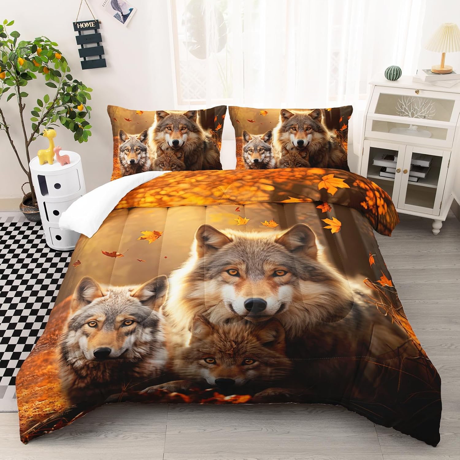 3D Wolf Comforter Set Twin Size for Kids