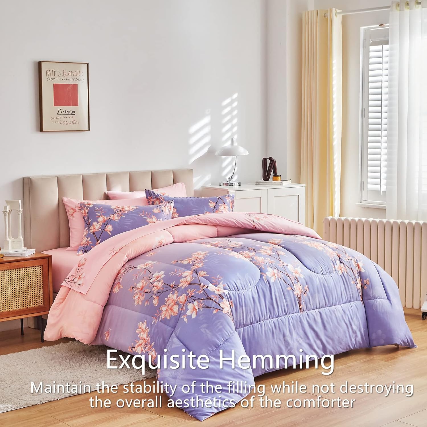 AIKASY Queen Comforter Set with Sheets 7-Pieces