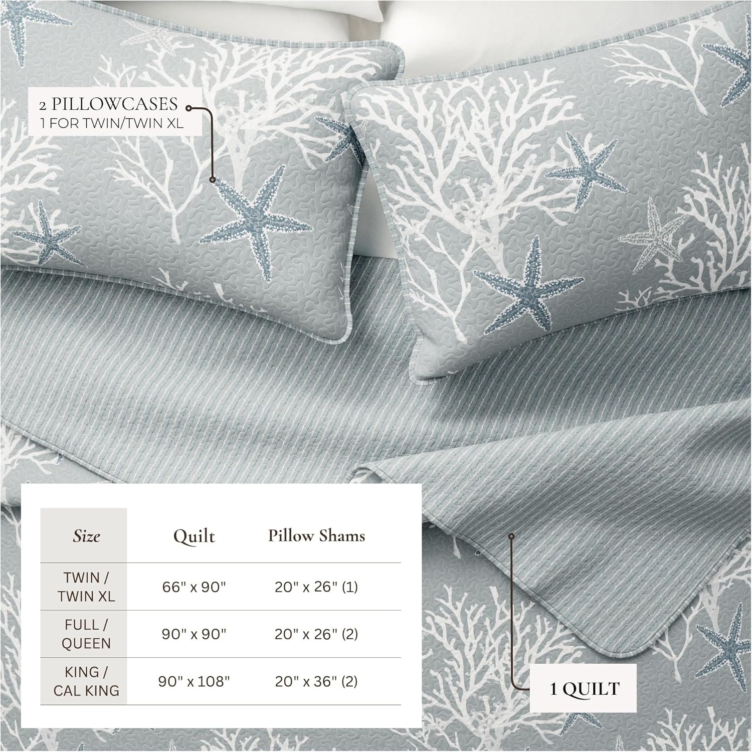 Great Bay Home Full Queen Coastal Quilt Set 1