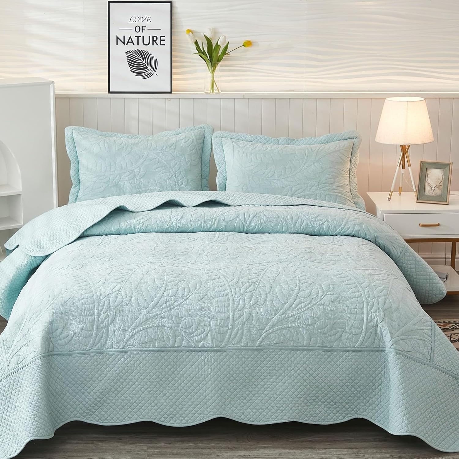 MarCielo 3-Piece 100 Cotton Farmhouse Bedspread Set