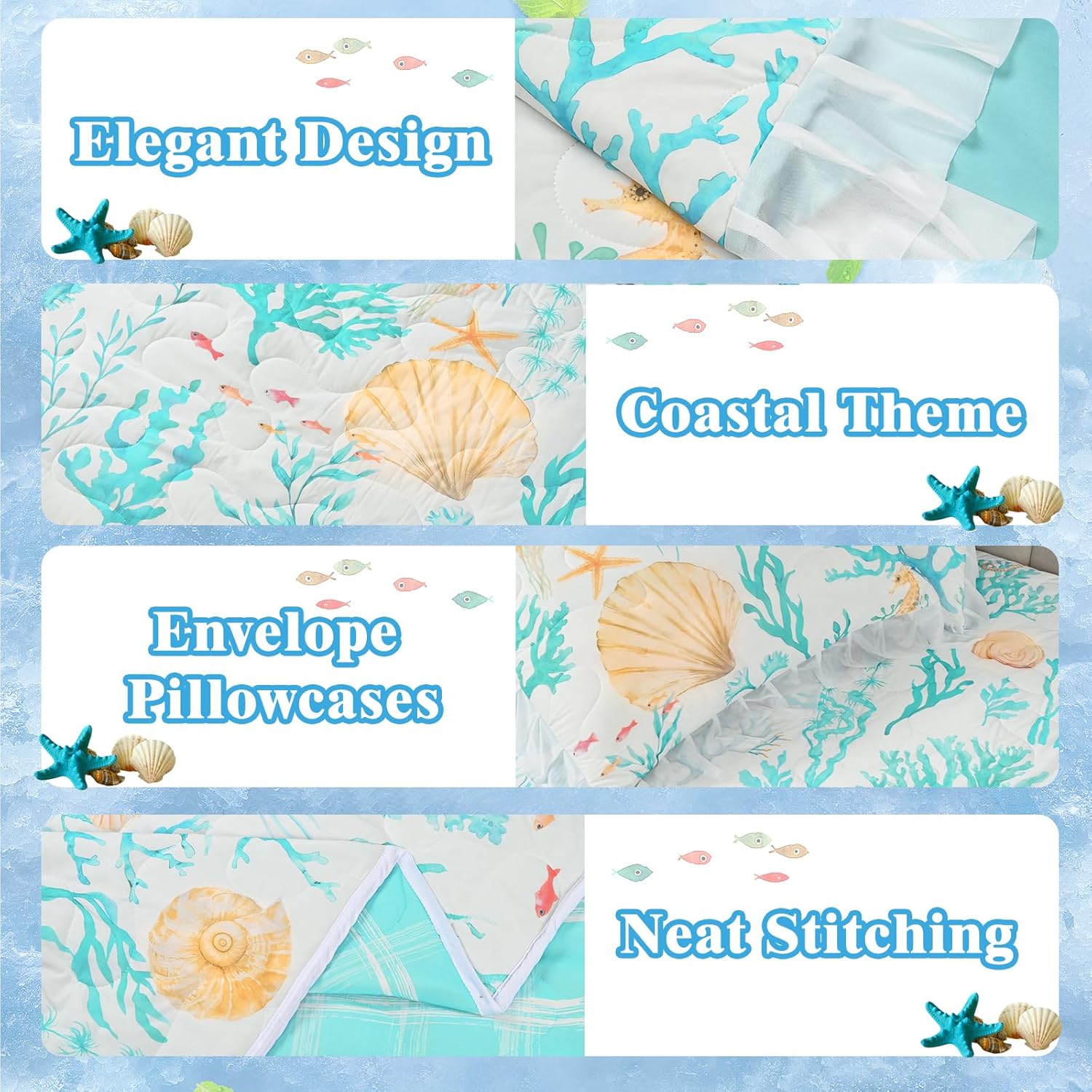 Likiyol 3 Piece Coastal Quilt Bedding Set 1