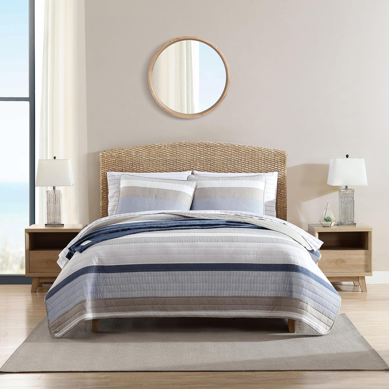 Nautica King Quilt Set with Shams - Galewood Blue
