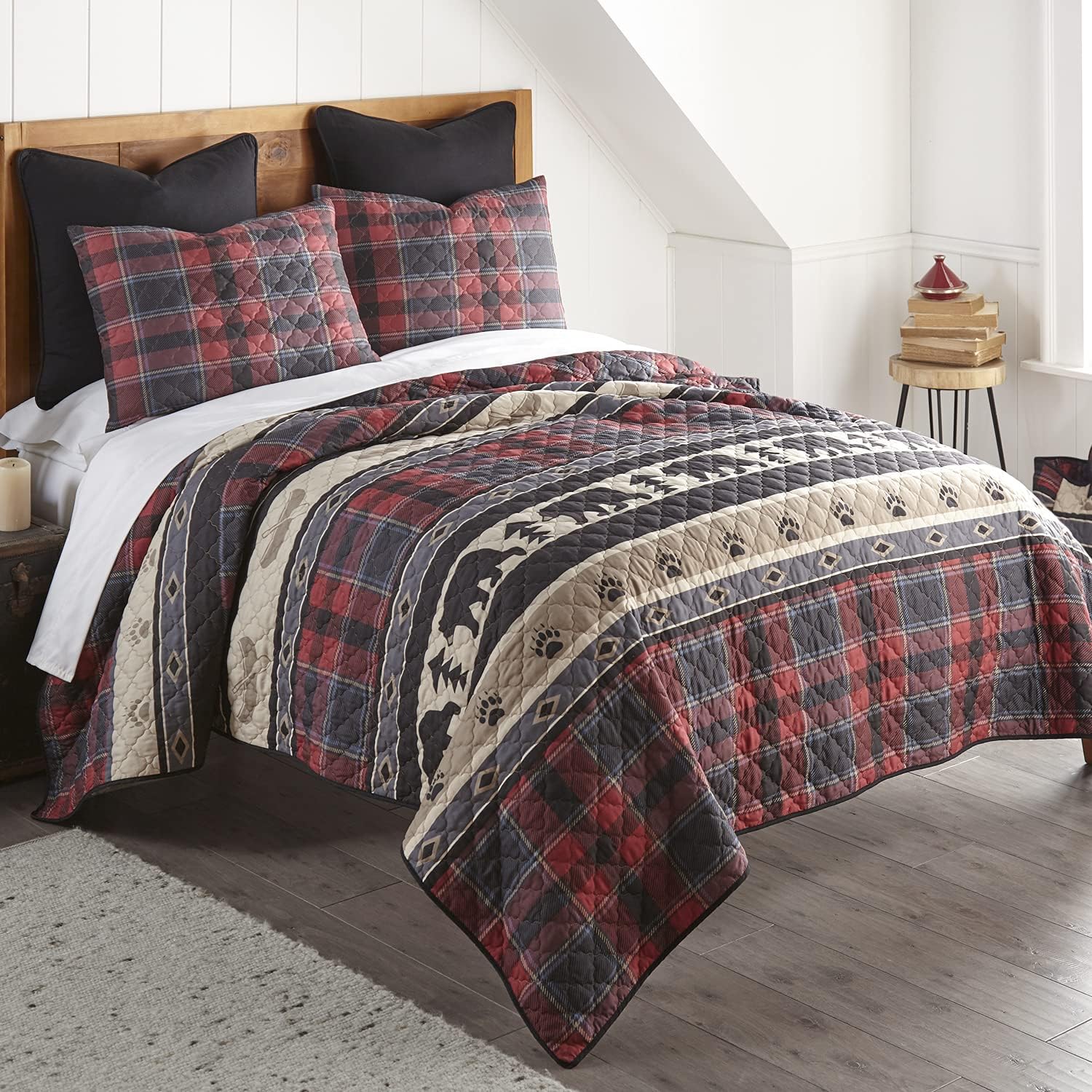 Donna Sharp Queen Quilt Set - 3 Piece - Canoe Trip Lodge Design