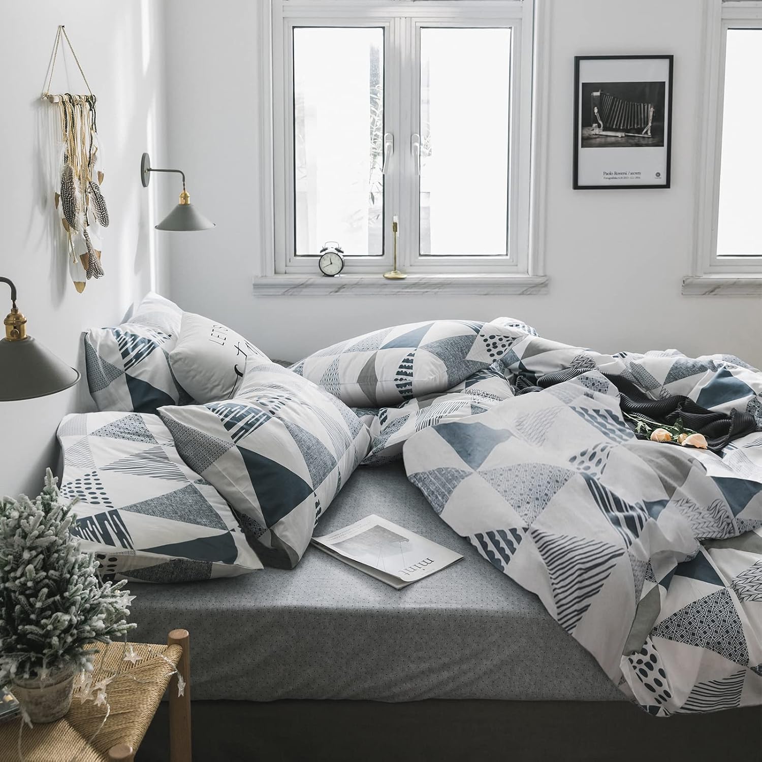 HighBuy Dark Blue Triangle Comforter Set
