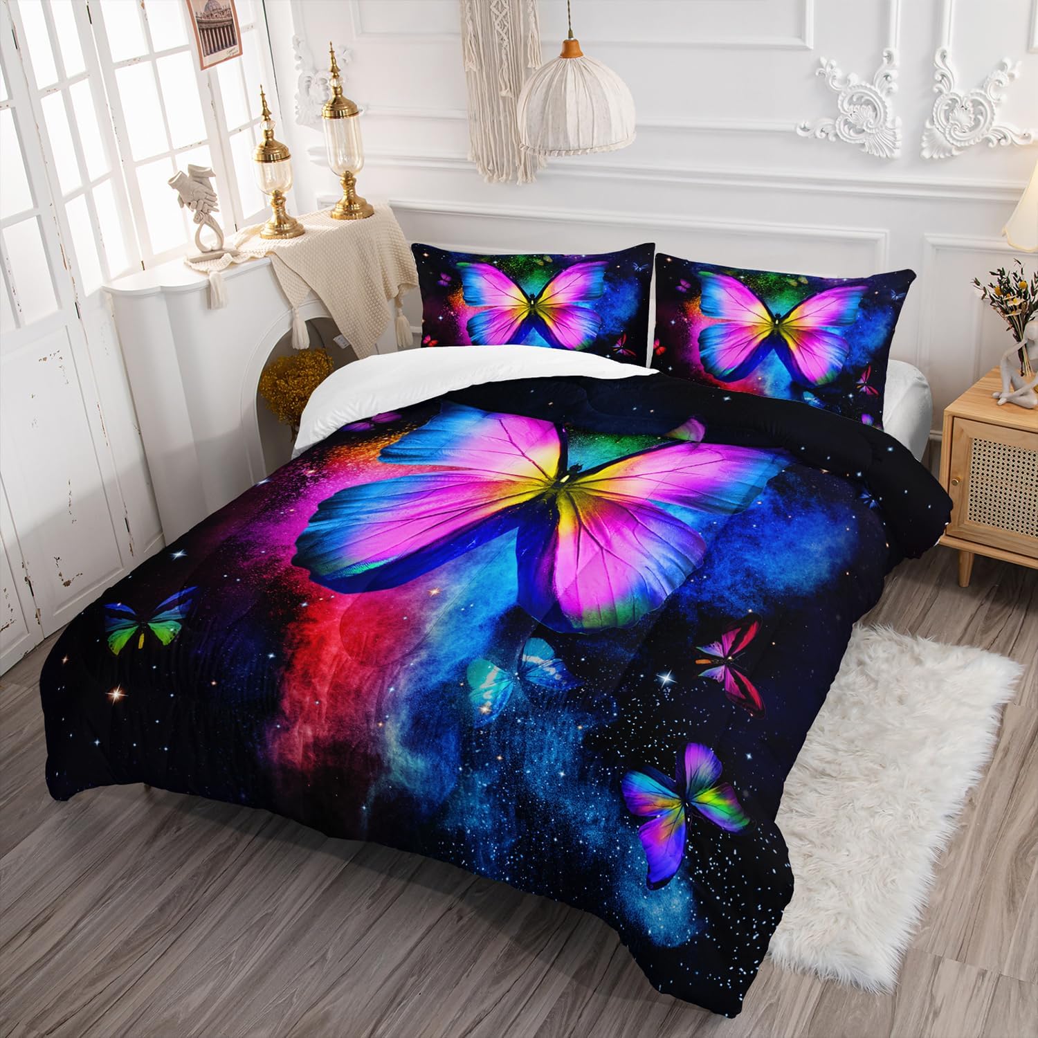 Galaxy Butterfly Comforter Set Full Size 1