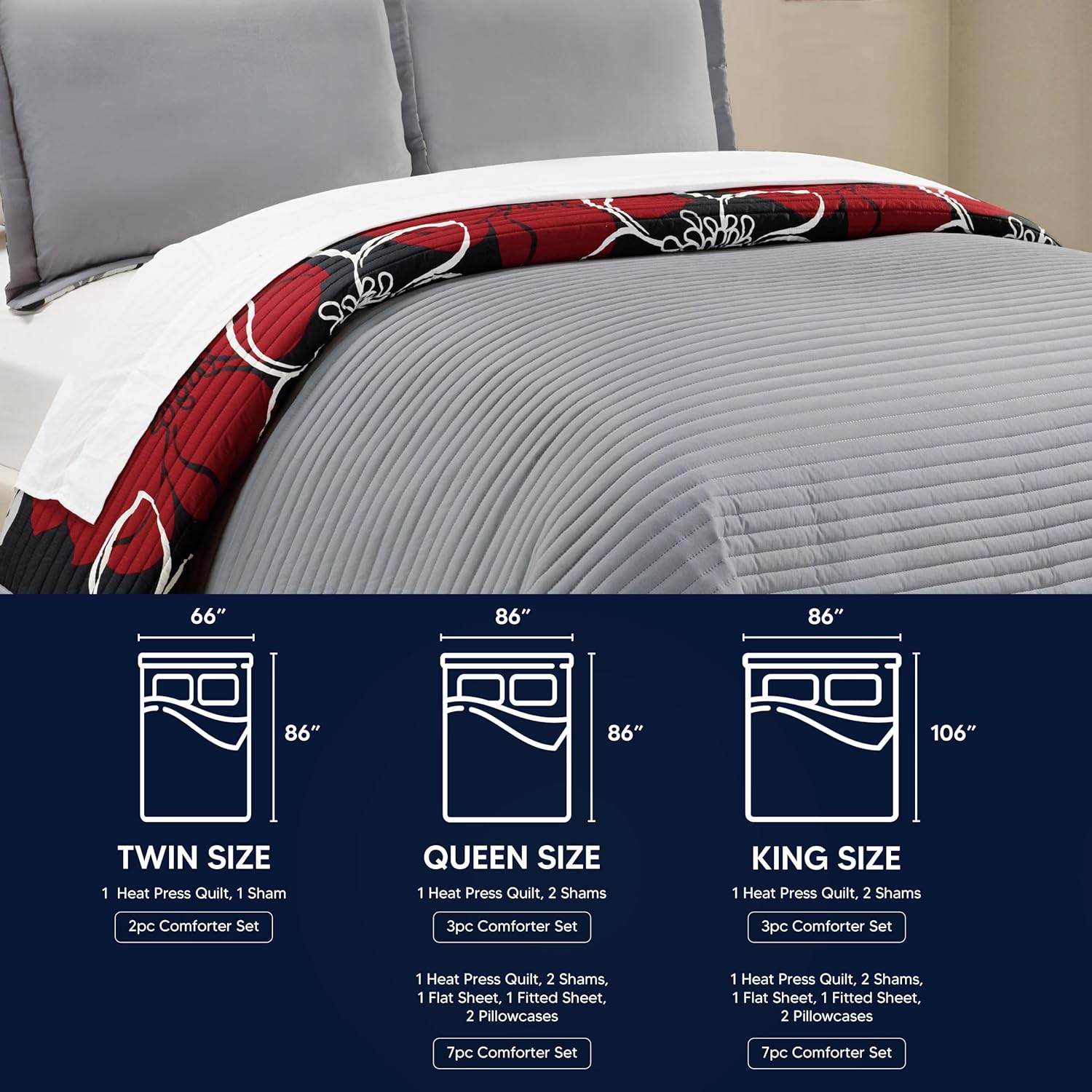 Chic Home QS2807-AN Woodside Quilt Set Twin Black 1