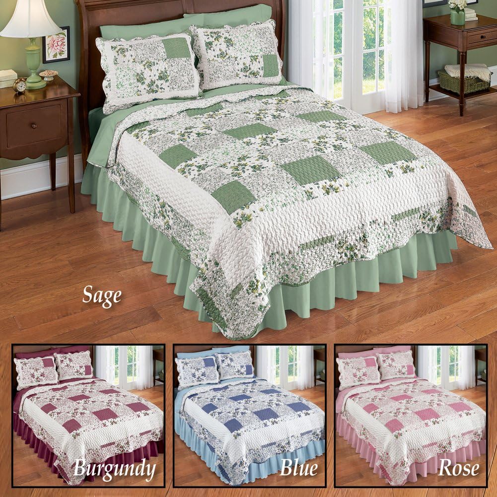 Collections Etc Hadley Floral Patchwork Reversible Quilt King