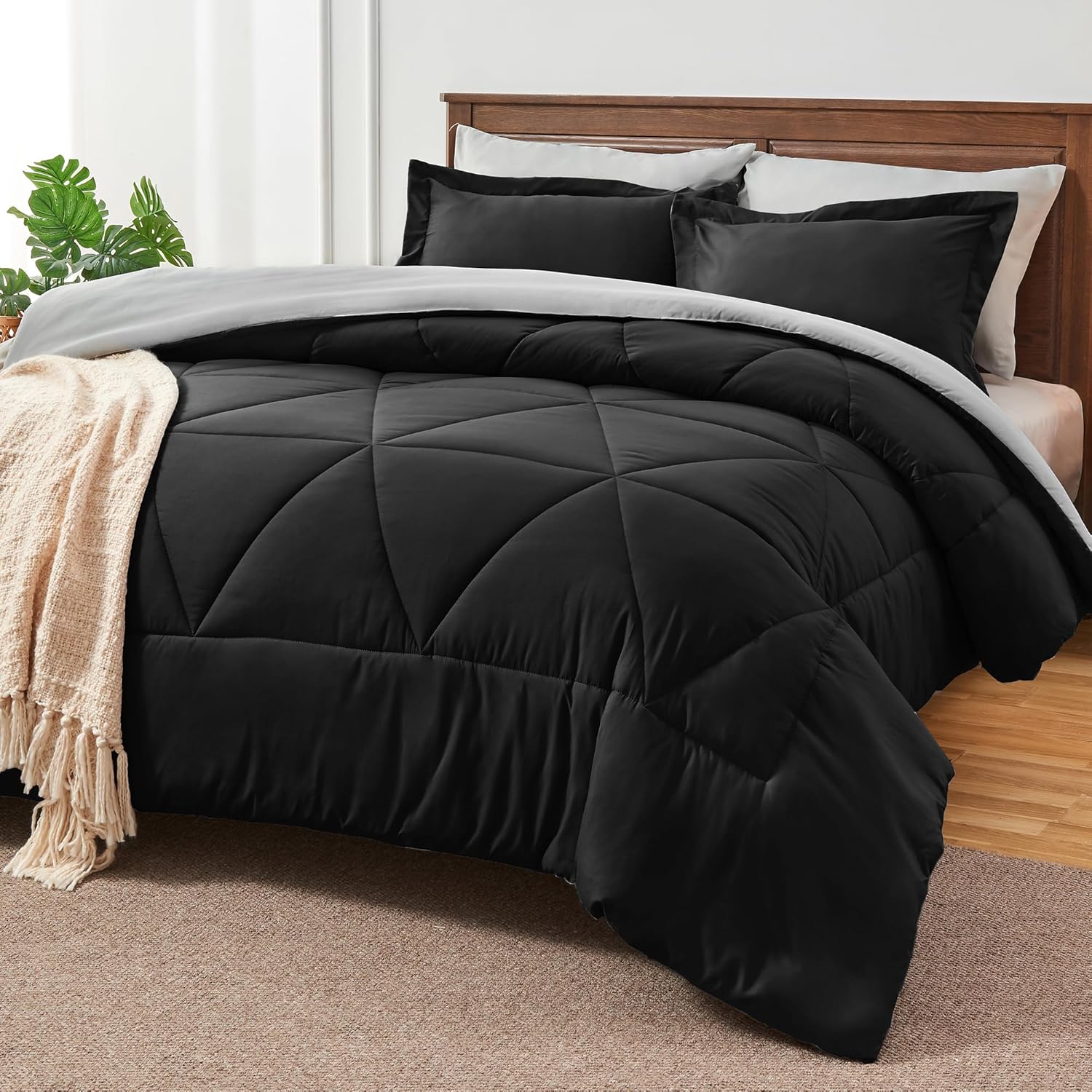 BEDELITE Queen Comforter Set 7 Piece Bed In A Bag
