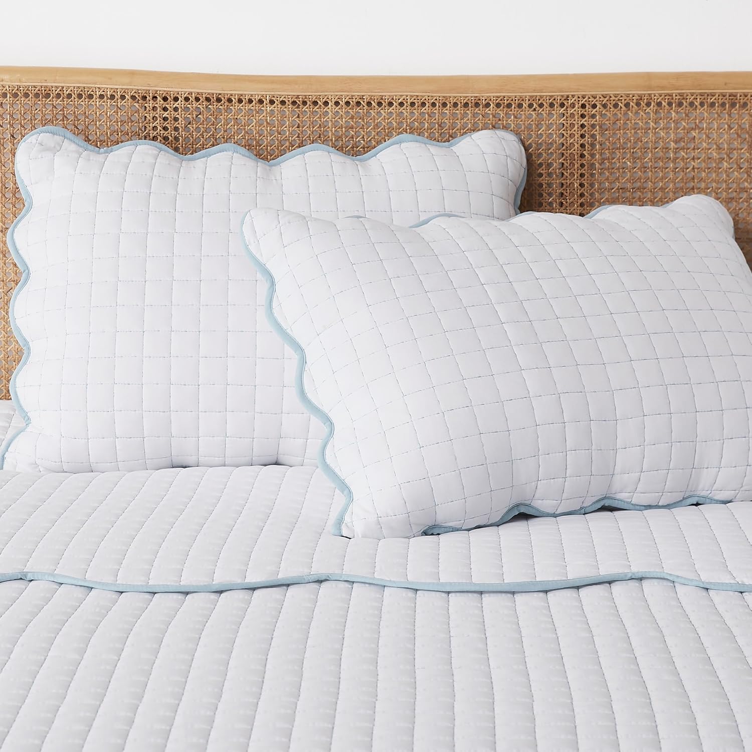 WDCOZY King Size Quilt Bedding Set with Blue Edge
