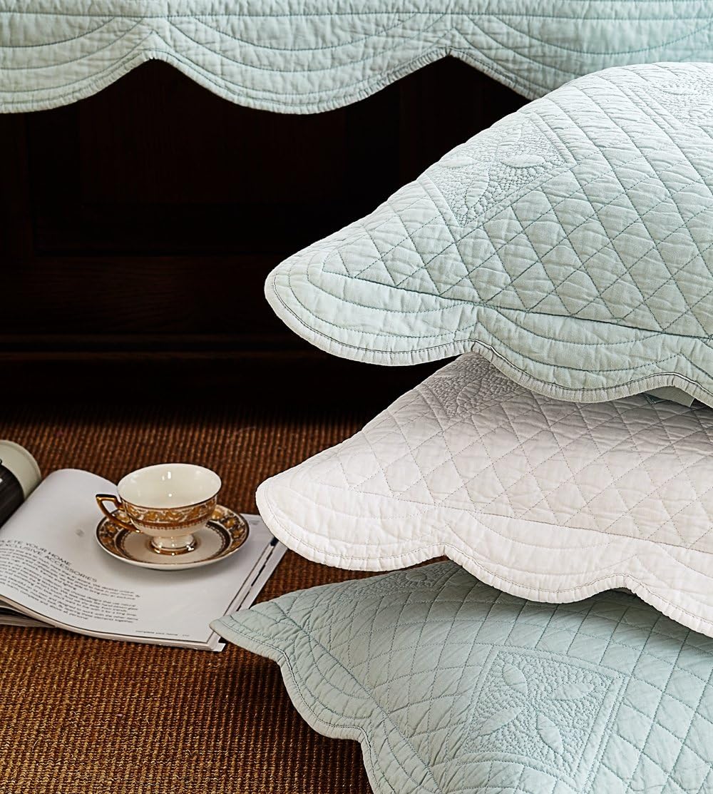 Calla Angel Sage Garden Luxury Quilt Pillow Sham Euro 26x26 Light Aqua 1